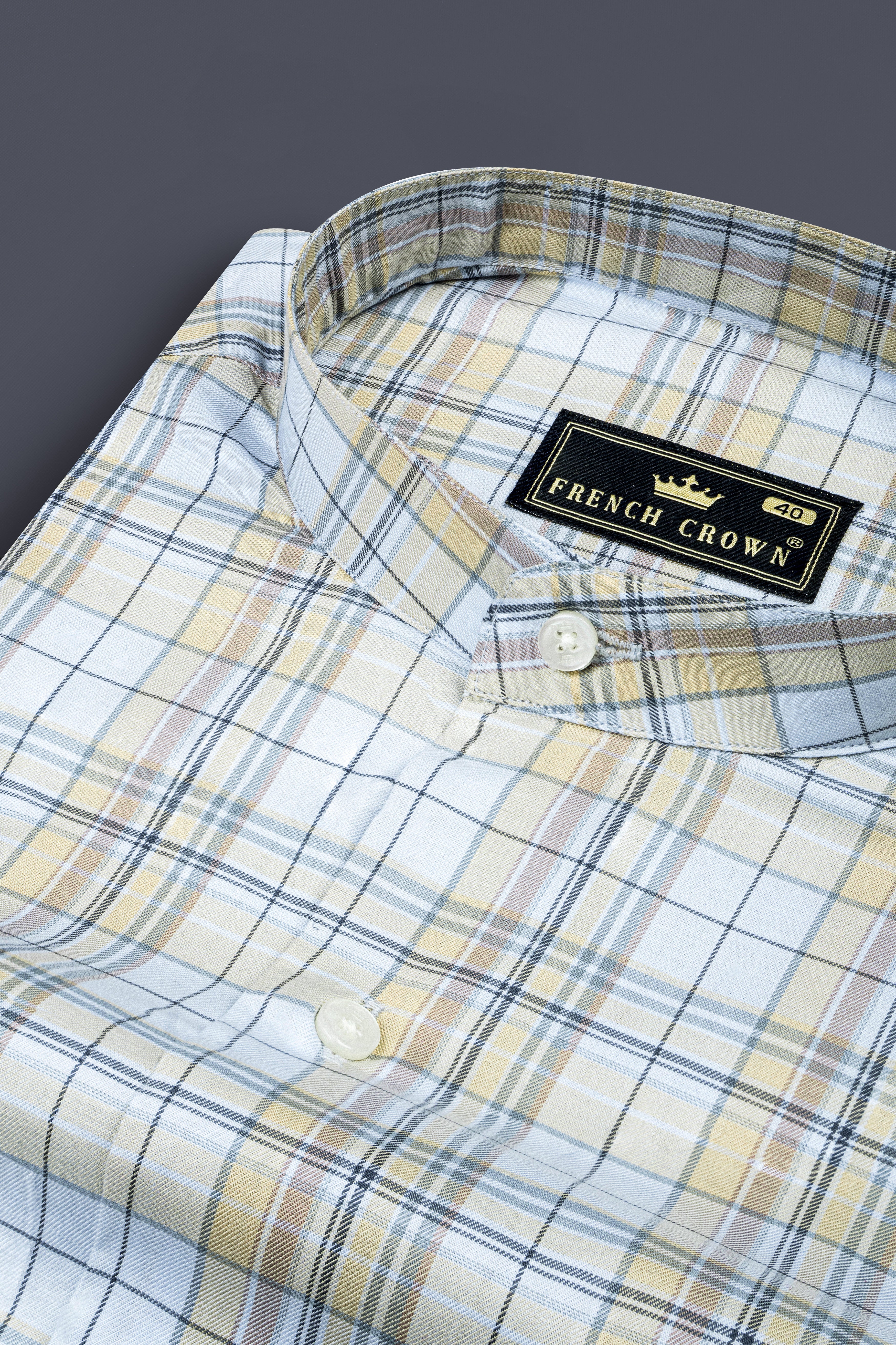 Sky Blue with Maize Khaki Plaid Super Soft Twill Cotton Shirt 12446-M-38, 12446-M-H-38, 12446-M-39, 12446-M-H-39, 12446-M-40, 12446-M-H-40, 12446-M-42, 12446-M-H-42, 12446-M-44, 12446-M-H-44, 12446-M-46, 12446-M-H-46, 12446-M-48, 12446-M-H-48, 12446-M-50, 12446-M-H-50, 12446-M-52, 12446-M-H-52
