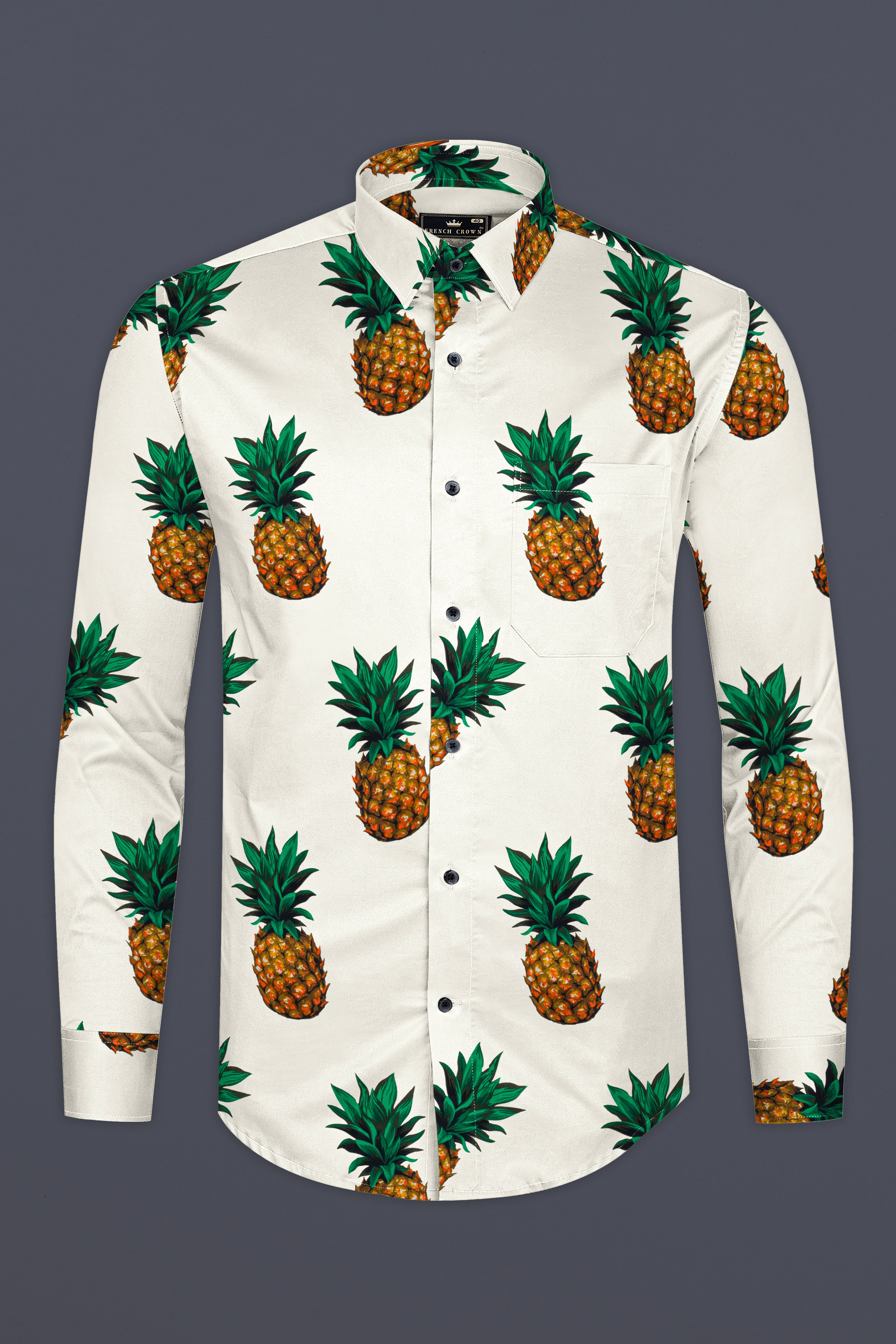 Meadow Beige Pineapple Printed Premium Cotton Shirt 12454-BLK-38, 12454-BLK-H-38, 12454-BLK-39, 12454-BLK-H-39, 12454-BLK-40, 12454-BLK-H-40, 12454-BLK-42, 12454-BLK-H-42, 12454-BLK-44, 12454-BLK-H-44, 12454-BLK-46, 12454-BLK-H-46, 12454-BLK-48, 12454-BLK-H-48, 12454-BLK-50, 12454-BLK-H-50, 12454-BLK-52, 12454-BLK-H-52