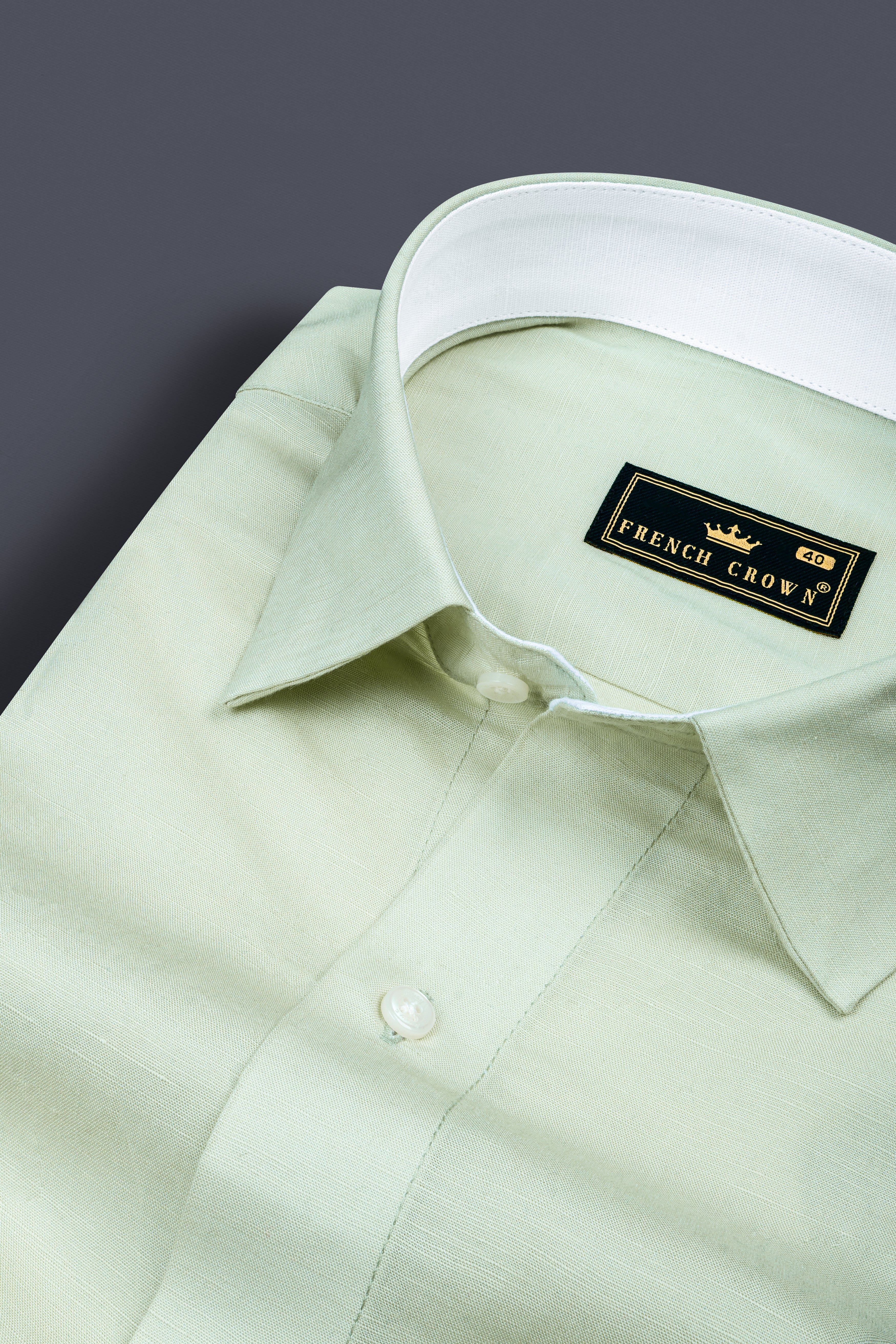Sea mist Green Luxurious Linen Shirt 12457-CP-38, 12457-CP-H-38, 12457-CP-39, 12457-CP-H-39, 12457-CP-40, 12457-CP-H-40, 12457-CP-42, 12457-CP-H-42, 12457-CP-44, 12457-CP-H-44, 12457-CP-46, 12457-CP-H-46, 12457-CP-48, 12457-CP-H-48, 12457-CP-50, 12457-CP-H-50, 12457-CP-52, 12457-CP-H-52