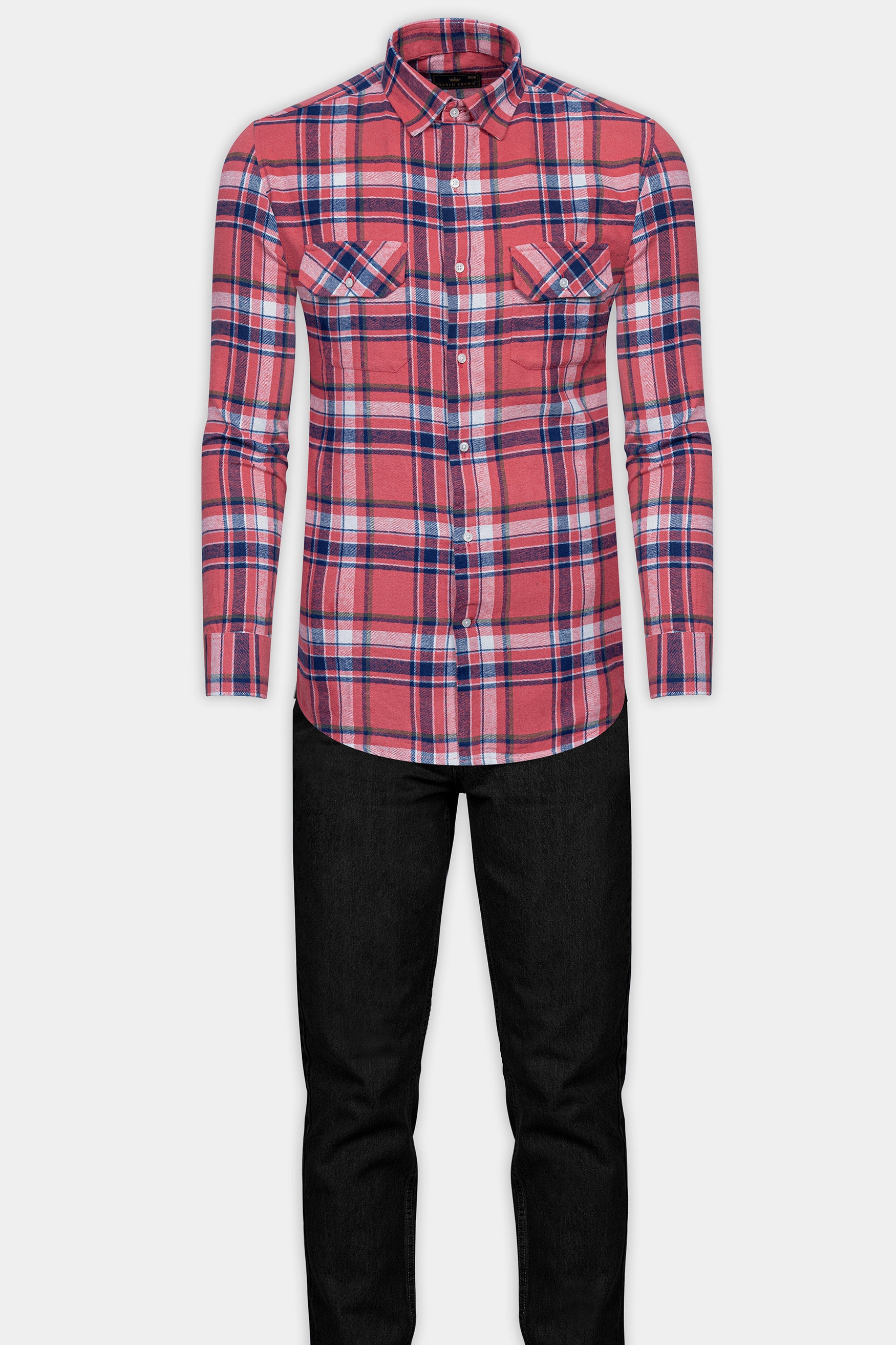 Fuzzy Wuzzy Red with Zodiac Blue Plaid Flannel Shirt 12464-38, 12464-H-38, 12464-39, 12464-H-39, 12464-40, 12464-H-40, 12464-42, 12464-H-42, 12464-44, 12464-H-44, 12464-46, 12464-H-46, 12464-48, 12464-H-48, 12464-50, 12464-H-50, 12464-52, 12464-H-52