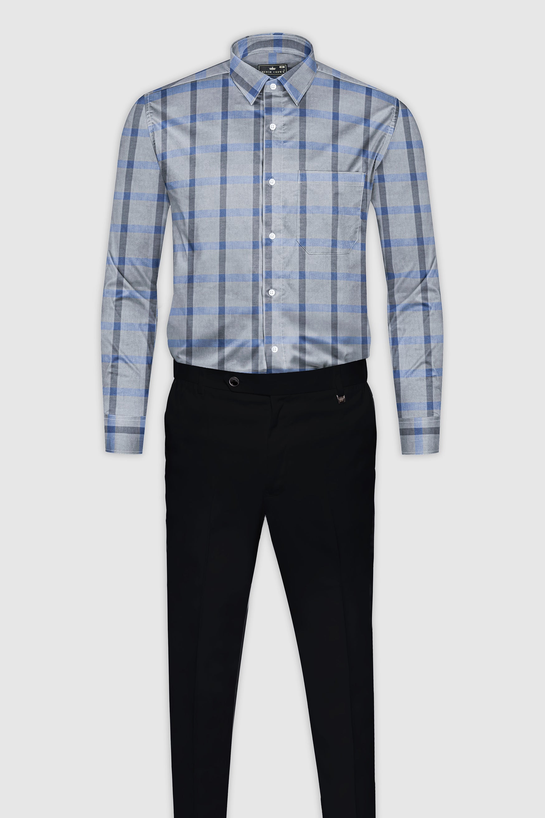 Chateau Gray windowpane Twill Premium Cotton Shirt 12466-38, 12466-H-38, 12466-39, 12466-H-39, 12466-40, 12466-H-40, 12466-42, 12466-H-42, 12466-44, 12466-H-44, 12466-46, 12466-H-46, 12466-48, 12466-H-48, 12466-50, 12466-H-50, 12466-52, 12466-H-52