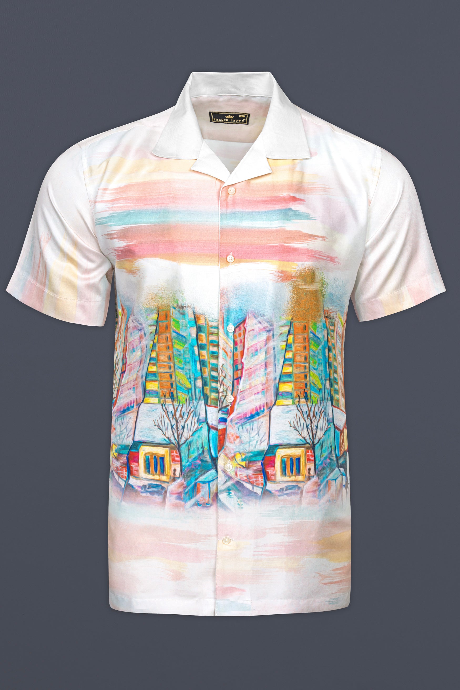 Bright White Digital Printed Super Soft Premium Cotton Shirt