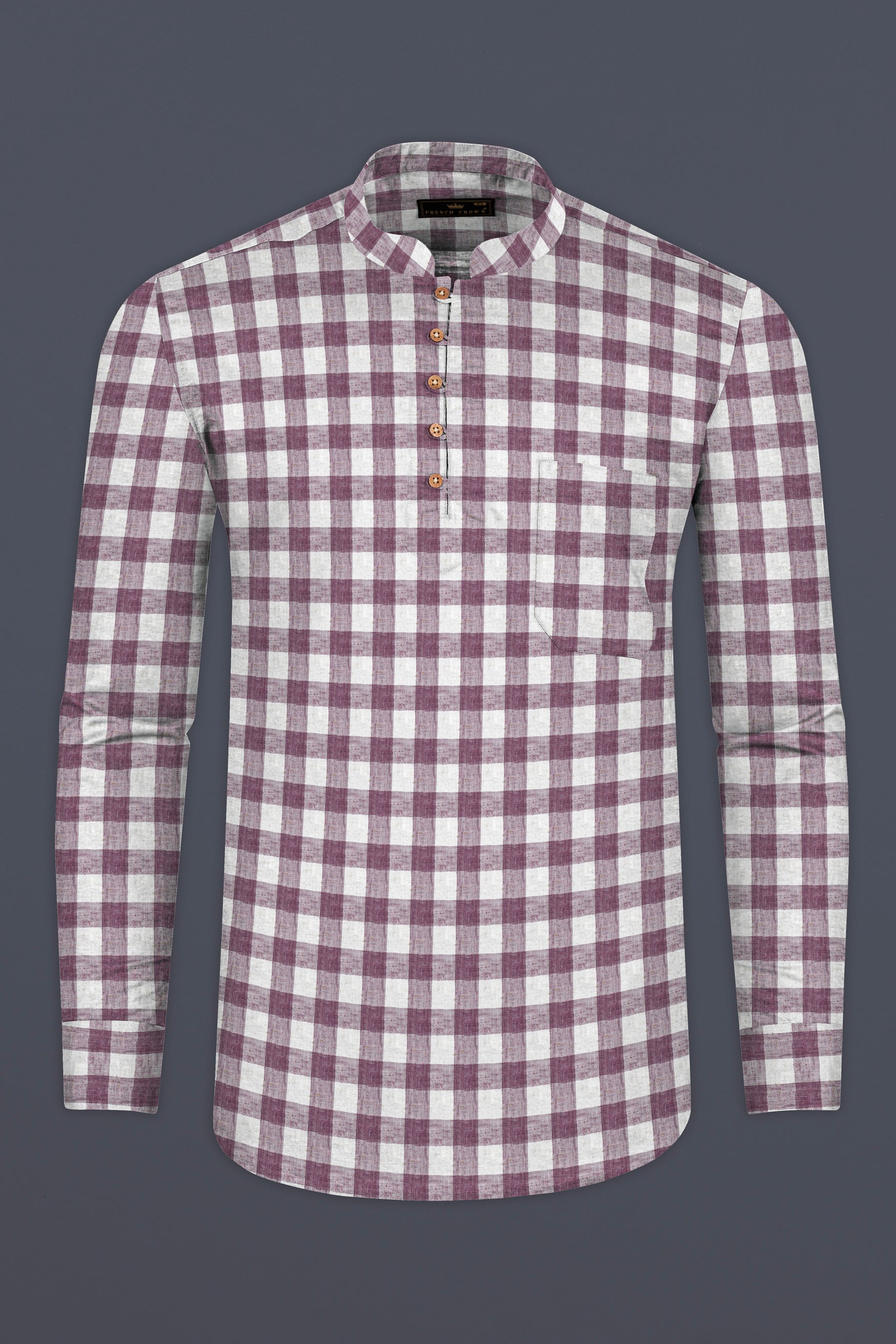 Opium Pink with White Plaid Luxurious Linen Kurta Shirt 12475-KS-38, 12475-KS-H-38, 12475-KS-39, 12475-KS-H-39, 12475-KS-40, 12475-KS-H-40, 12475-KS-42, 12475-KS-H-42, 12475-KS-44, 12475-KS-H-44, 12475-KS-46, 12475-KS-H-46, 12475-KS-48, 12475-KS-H-48, 12475-KS-50, 12475-KS-H-50, 12475-KS-52, 12475-KS-H-52