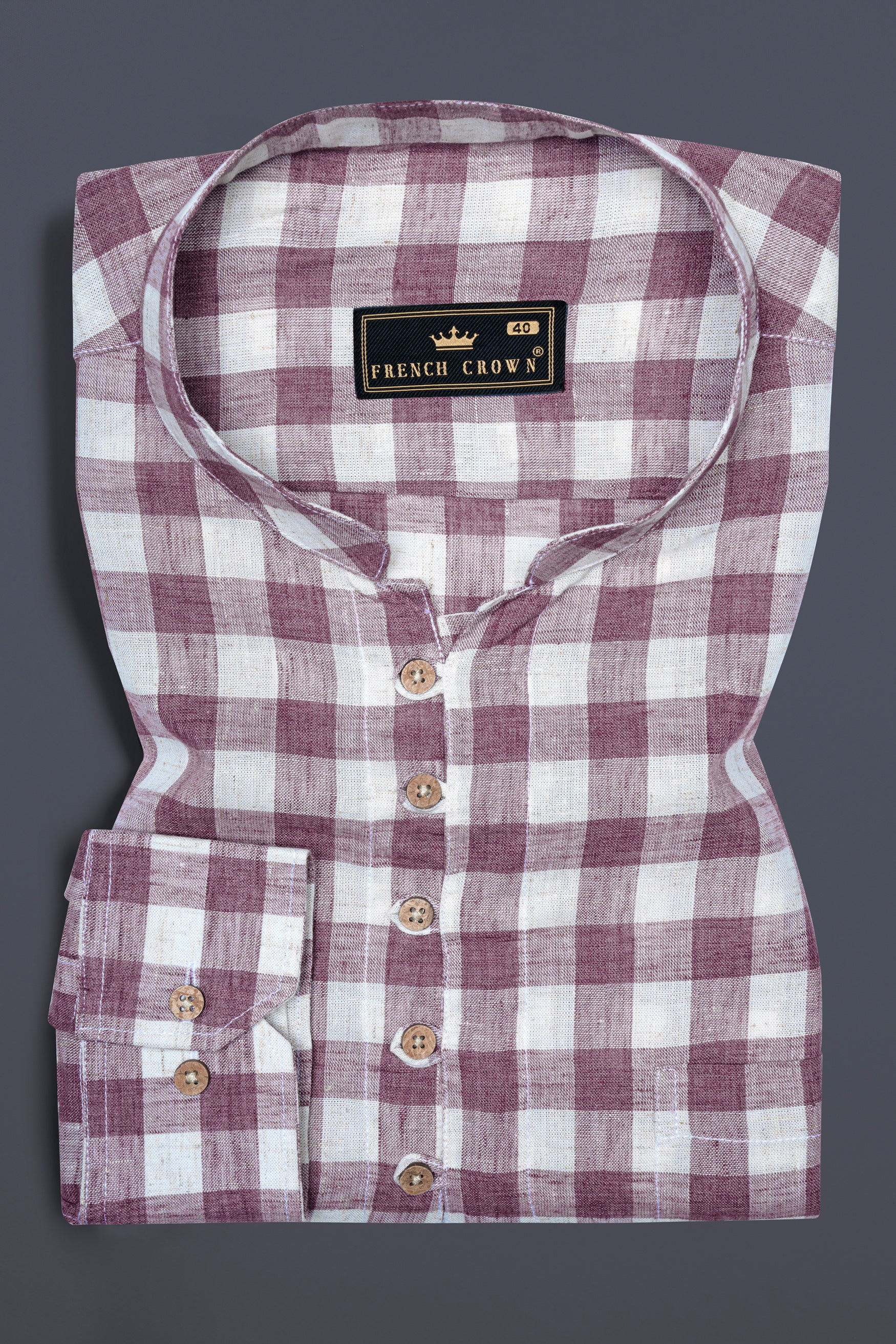 Opium Pink with White Plaid Luxurious Linen Kurta Shirt 12475-KS-38, 12475-KS-H-38, 12475-KS-39, 12475-KS-H-39, 12475-KS-40, 12475-KS-H-40, 12475-KS-42, 12475-KS-H-42, 12475-KS-44, 12475-KS-H-44, 12475-KS-46, 12475-KS-H-46, 12475-KS-48, 12475-KS-H-48, 12475-KS-50, 12475-KS-H-50, 12475-KS-52, 12475-KS-H-52