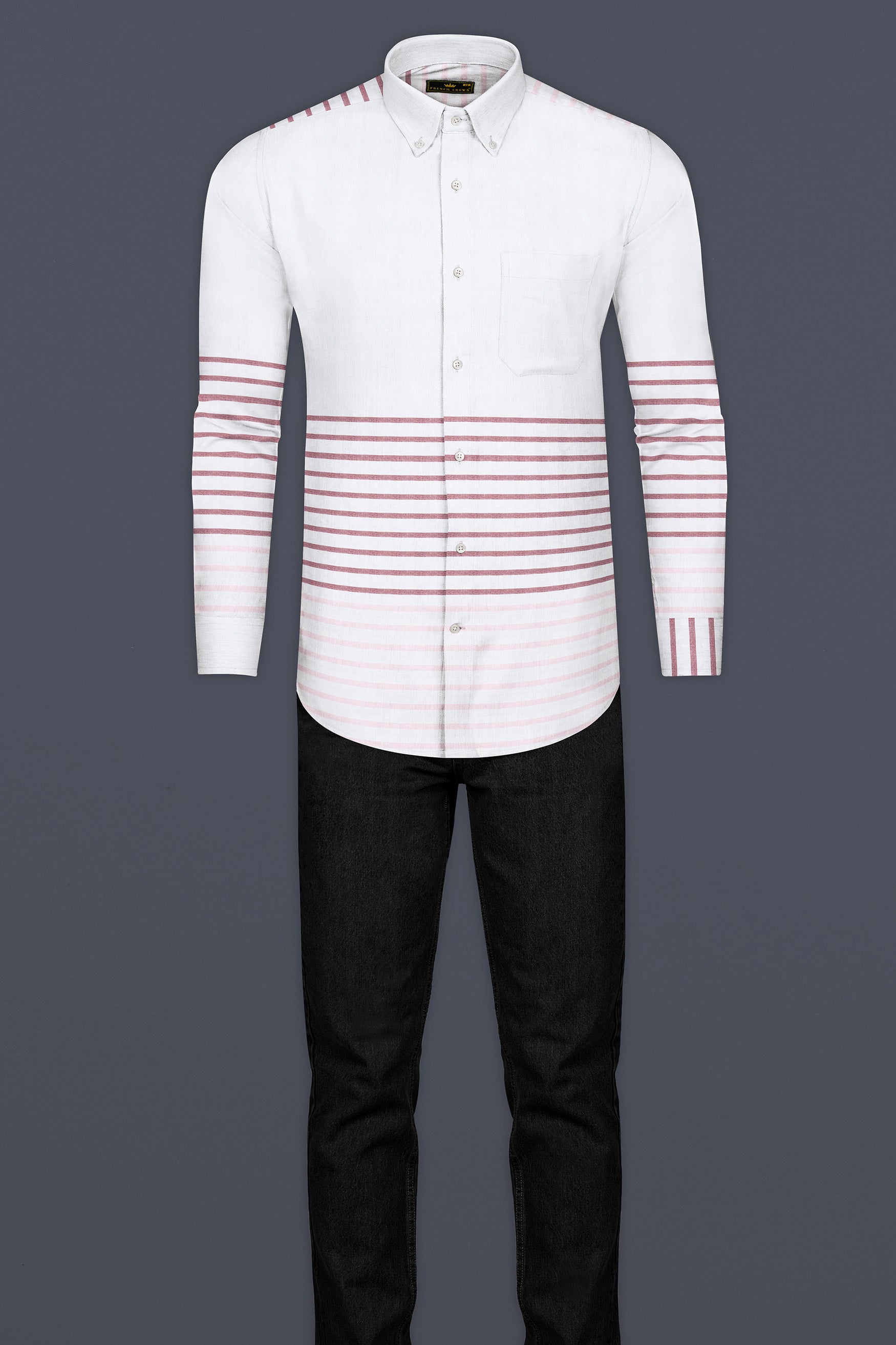 Bright White with Turkish Pink Horizontal Striped Oxford Cotton Shirt 12482-BD-38, 12482-BD-H-38, 12482-BD-39, 12482-BD-H-39, 12482-BD-40, 12482-BD-H-40, 12482-BD-42, 12482-BD-H-42, 12482-BD-44, 12482-BD-H-44, 12482-BD-46, 12482-BD-H-46, 12482-BD-48, 12482-BD-H-48, 12482-BD-50, 12482-BD-H-50, 12482-BD-52, 12482-BD-H-52