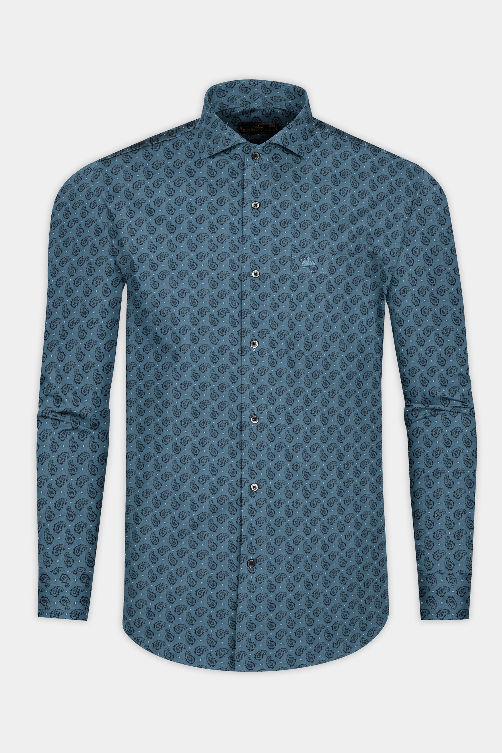 William Blue with Black Paisley Printed Super Soft Premium Cotton Shirt 12502-CA-BLK-38, 12502-CA-BLK-H-38, 12502-CA-BLK-39, 12502-CA-BLK-H-39, 12502-CA-BLK-40, 12502-CA-BLK-H-40, 12502-CA-BLK-42, 12502-CA-BLK-H-42, 12502-CA-BLK-44, 12502-CA-BLK-H-44, 12502-CA-BLK-46, 12502-CA-BLK-H-46, 12502-CA-BLK-48, 12502-CA-BLK-H-48, 12502-CA-BLK-50, 12502-CA-BLK-H-50, 12502-CA-BLK-52, 12502-CA-BLK-H-52