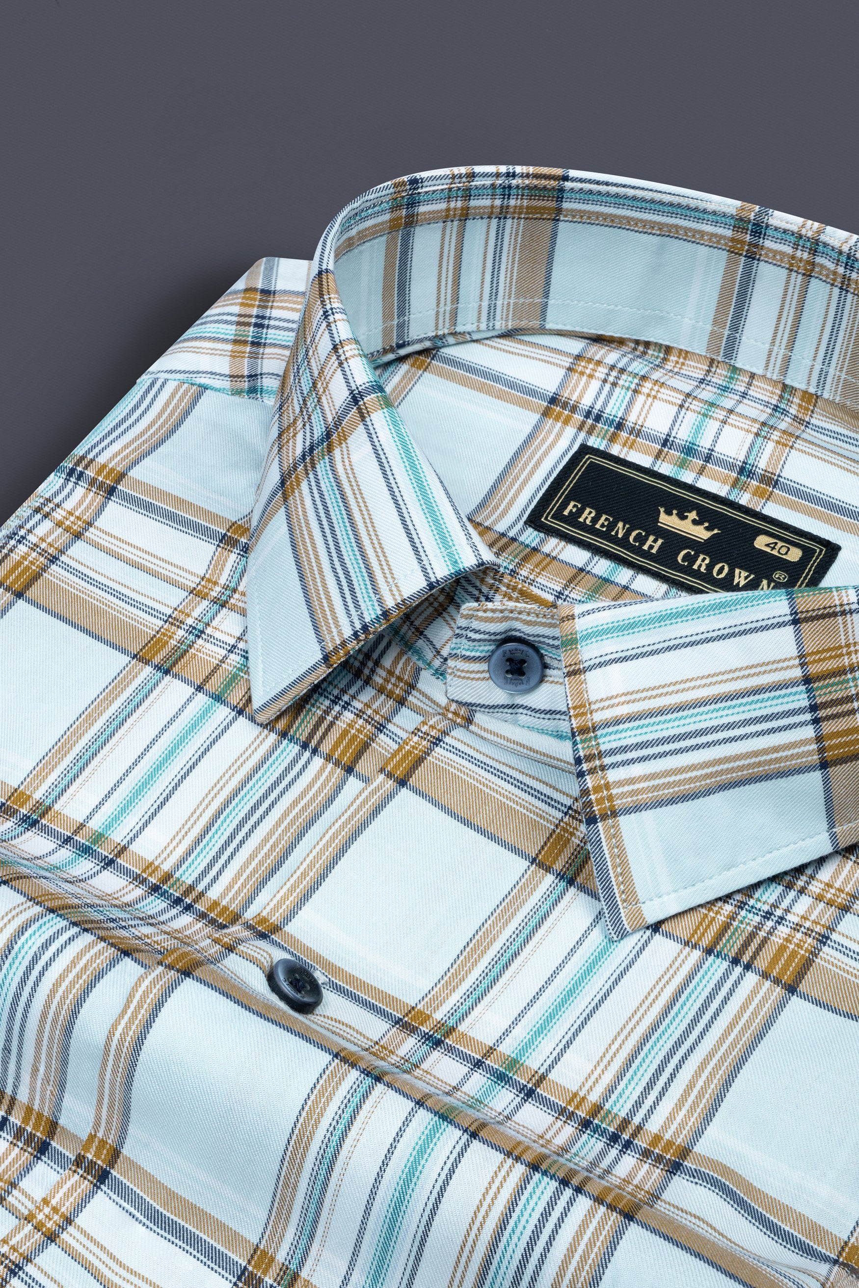 Spindle Blue Shadow Brown Plaid Twill Premium Cotton Shirt 12503-BLE-38, 12503-BLE-H-38, 12503-BLE-39, 12503-BLE-H-39, 12503-BLE-40, 12503-BLE-H-40, 12503-BLE-42, 12503-BLE-H-42, 12503-BLE-44, 12503-BLE-H-44, 12503-BLE-46, 12503-BLE-H-46, 12503-BLE-48, 12503-BLE-H-48, 12503-BLE-50, 12503-BLE-H-50, 12503-BLE-52, 12503-BLE-H-52