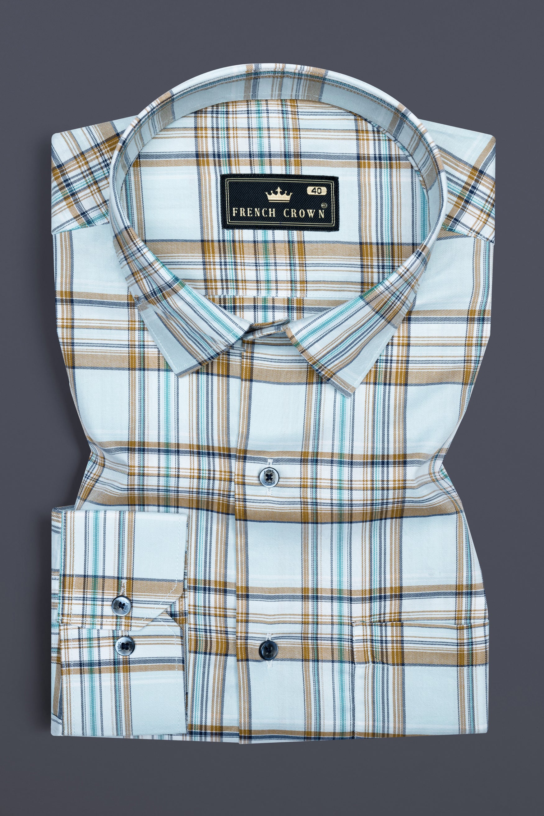 Spindle Blue Shadow Brown Plaid Twill Premium Cotton Shirt 12503-BLE-38, 12503-BLE-H-38, 12503-BLE-39, 12503-BLE-H-39, 12503-BLE-40, 12503-BLE-H-40, 12503-BLE-42, 12503-BLE-H-42, 12503-BLE-44, 12503-BLE-H-44, 12503-BLE-46, 12503-BLE-H-46, 12503-BLE-48, 12503-BLE-H-48, 12503-BLE-50, 12503-BLE-H-50, 12503-BLE-52, 12503-BLE-H-52