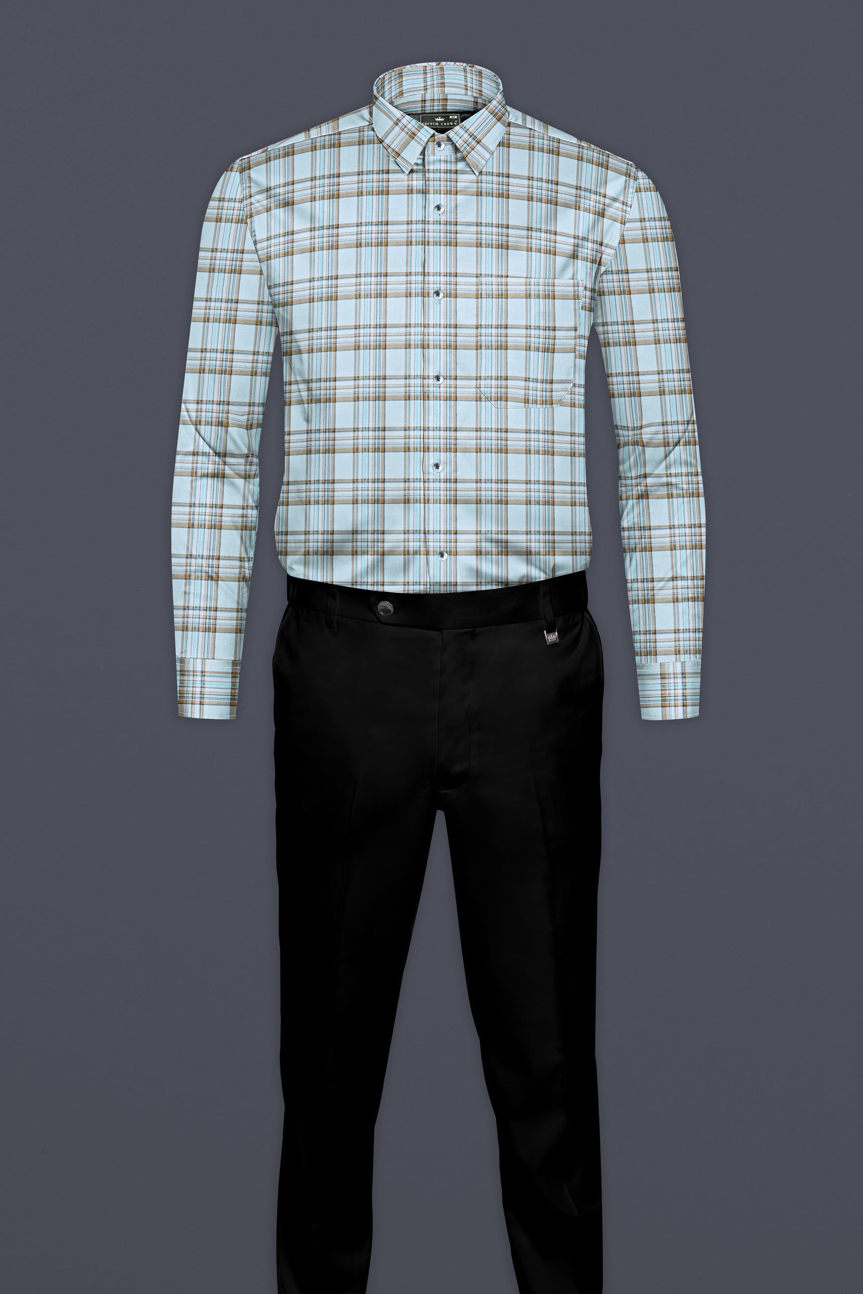 Spindle Blue Shadow Brown Plaid Twill Premium Cotton Shirt 12503-BLE-38, 12503-BLE-H-38, 12503-BLE-39, 12503-BLE-H-39, 12503-BLE-40, 12503-BLE-H-40, 12503-BLE-42, 12503-BLE-H-42, 12503-BLE-44, 12503-BLE-H-44, 12503-BLE-46, 12503-BLE-H-46, 12503-BLE-48, 12503-BLE-H-48, 12503-BLE-50, 12503-BLE-H-50, 12503-BLE-52, 12503-BLE-H-52