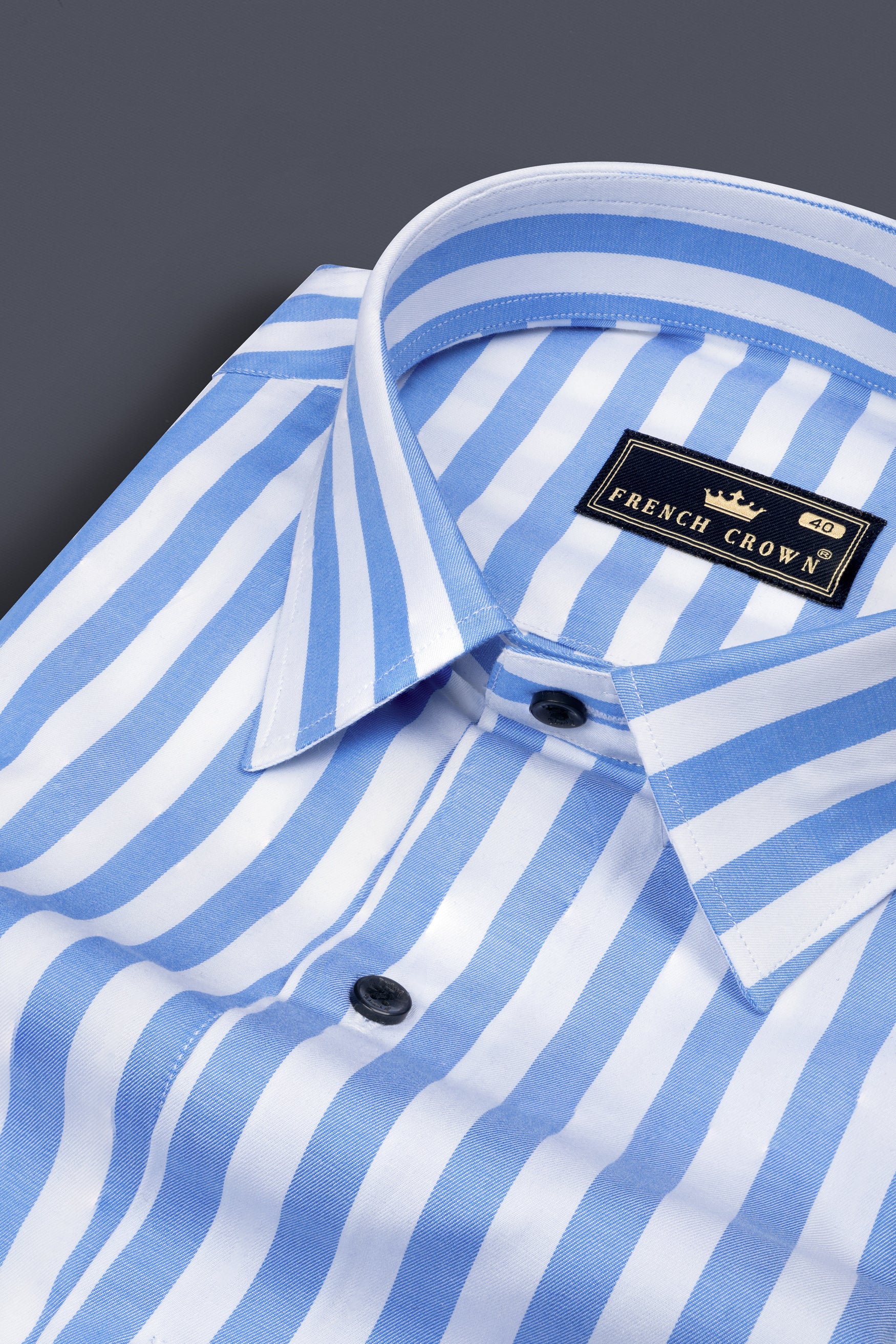 Cornflower Blue with White Striped Poplin Giza Cotton Shirt 12514-BLK-38, 12514-BLK-H-38, 12514-BLK-39, 12514-BLK-H-39, 12514-BLK-40, 12514-BLK-H-40, 12514-BLK-42, 12514-BLK-H-42, 12514-BLK-44, 12514-BLK-H-44, 12514-BLK-46, 12514-BLK-H-46, 12514-BLK-48, 12514-BLK-H-48, 12514-BLK-50, 12514-BLK-H-50, 12514-BLK-52, 12514-BLK-H-52