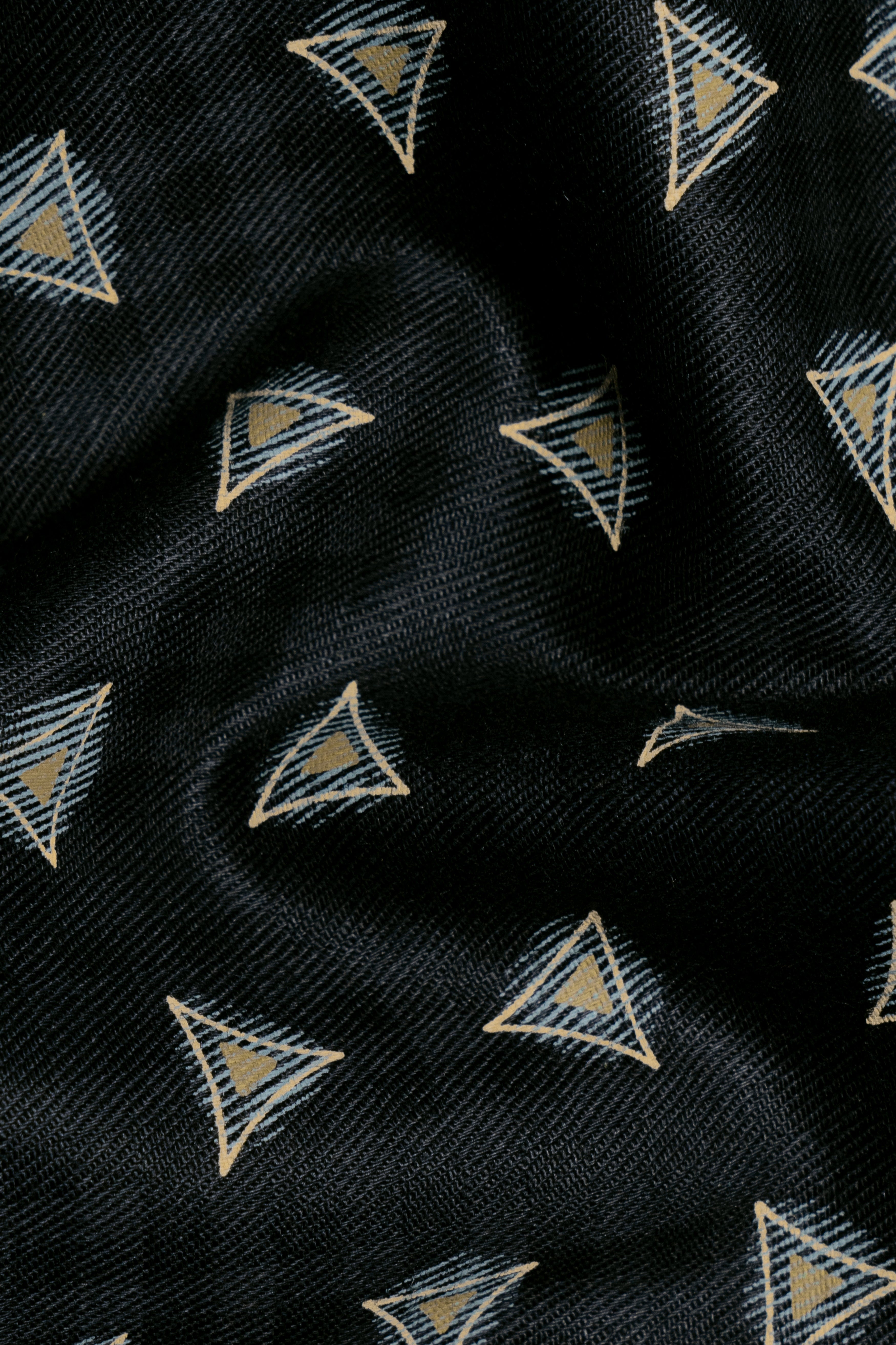 Jade Black Triangles printed Twill Premium Cotton Shirt 12521-38, 12521-H-38, 12521-39, 12521-H-39, 12521-40, 12521-H-40, 12521-42, 12521-H-42, 12521-44, 12521-H-44, 12521-46, 12521-H-46, 12521-48, 12521-H-48, 12521-50, 12521-H-50, 12521-52, 12521-H-52