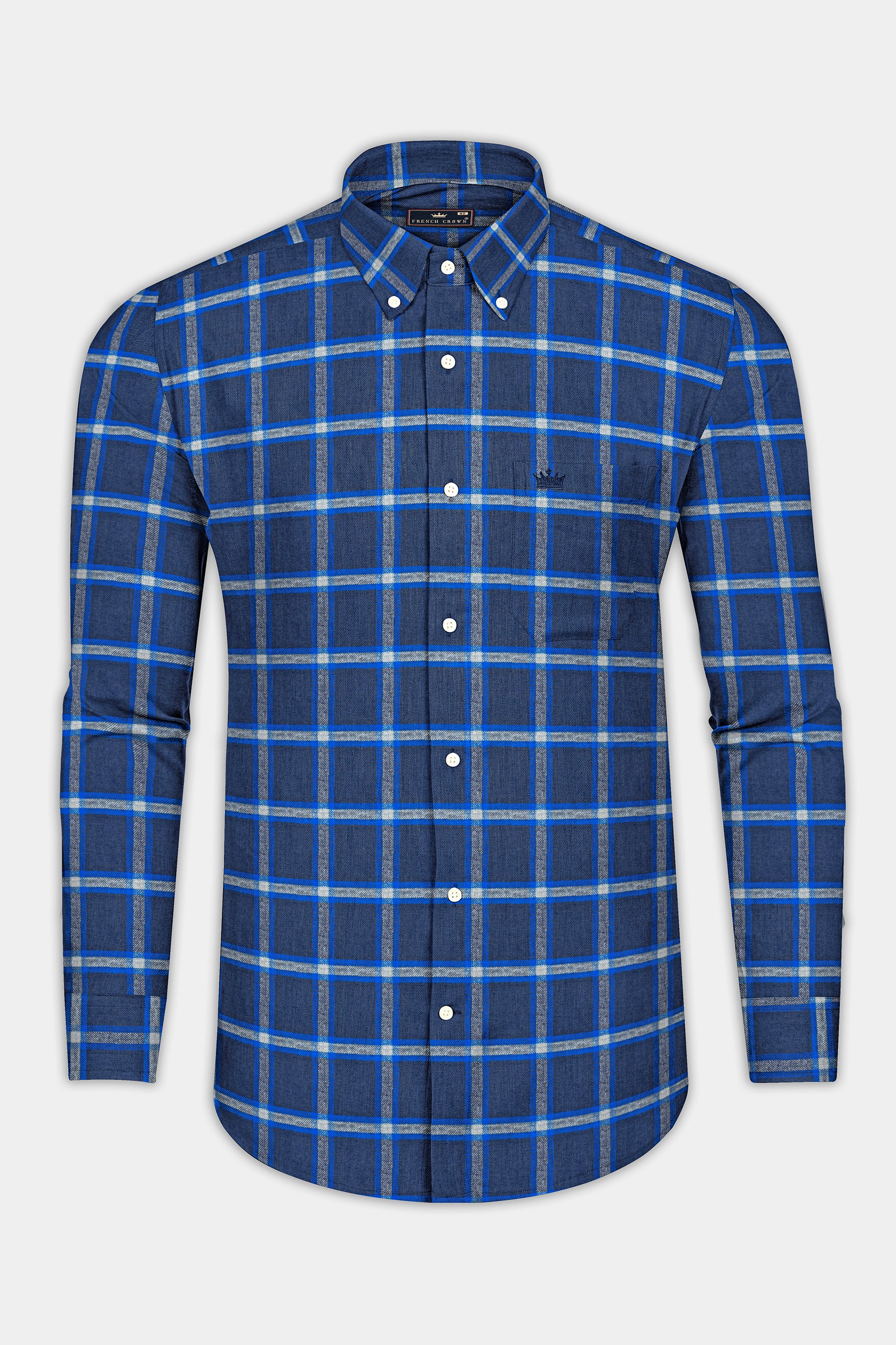 Rhino Blue Windowpane Plaid Flannel Cotton Shirt 12525-BD-38, 12525-BD-H-38, 12525-BD-39, 12525-BD-H-39, 12525-BD-40, 12525-BD-H-40, 12525-BD-42, 12525-BD-H-42, 12525-BD-44, 12525-BD-H-44, 12525-BD-46, 12525-BD-H-46, 12525-BD-48, 12525-BD-H-48, 12525-BD-50, 12525-BD-H-50, 12525-BD-52, 12525-BD-H-52