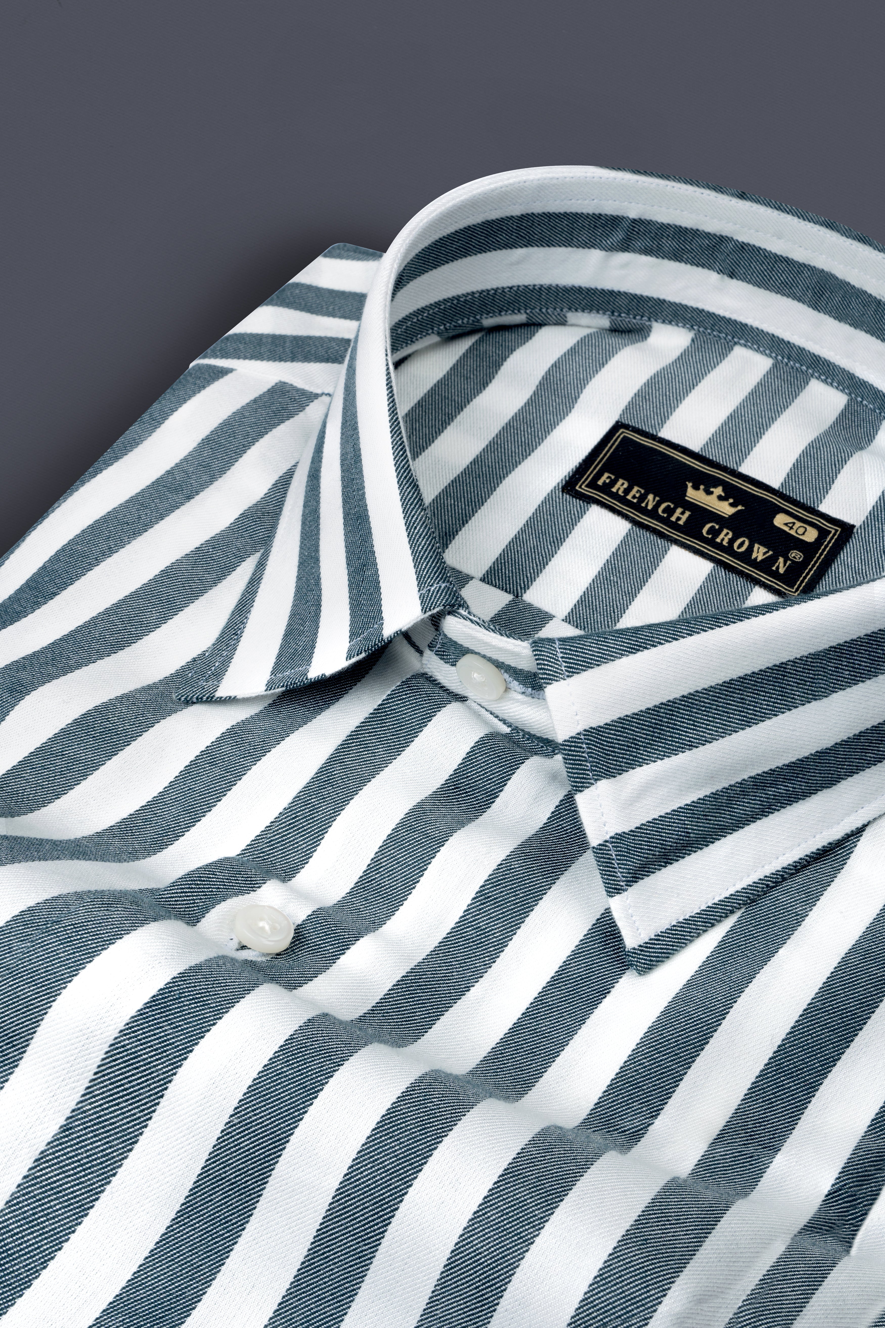 White with Mineral Gray Striped Twill Giza Cotton Shirt 12526-38, 12526-H-38, 12526-39, 12526-H-39, 12526-40, 12526-H-40, 12526-42, 12526-H-42, 12526-44, 12526-H-44, 12526-46, 12526-H-46, 12526-48, 12526-H-48, 12526-50, 12526-H-50, 12526-52, 12526-H-52