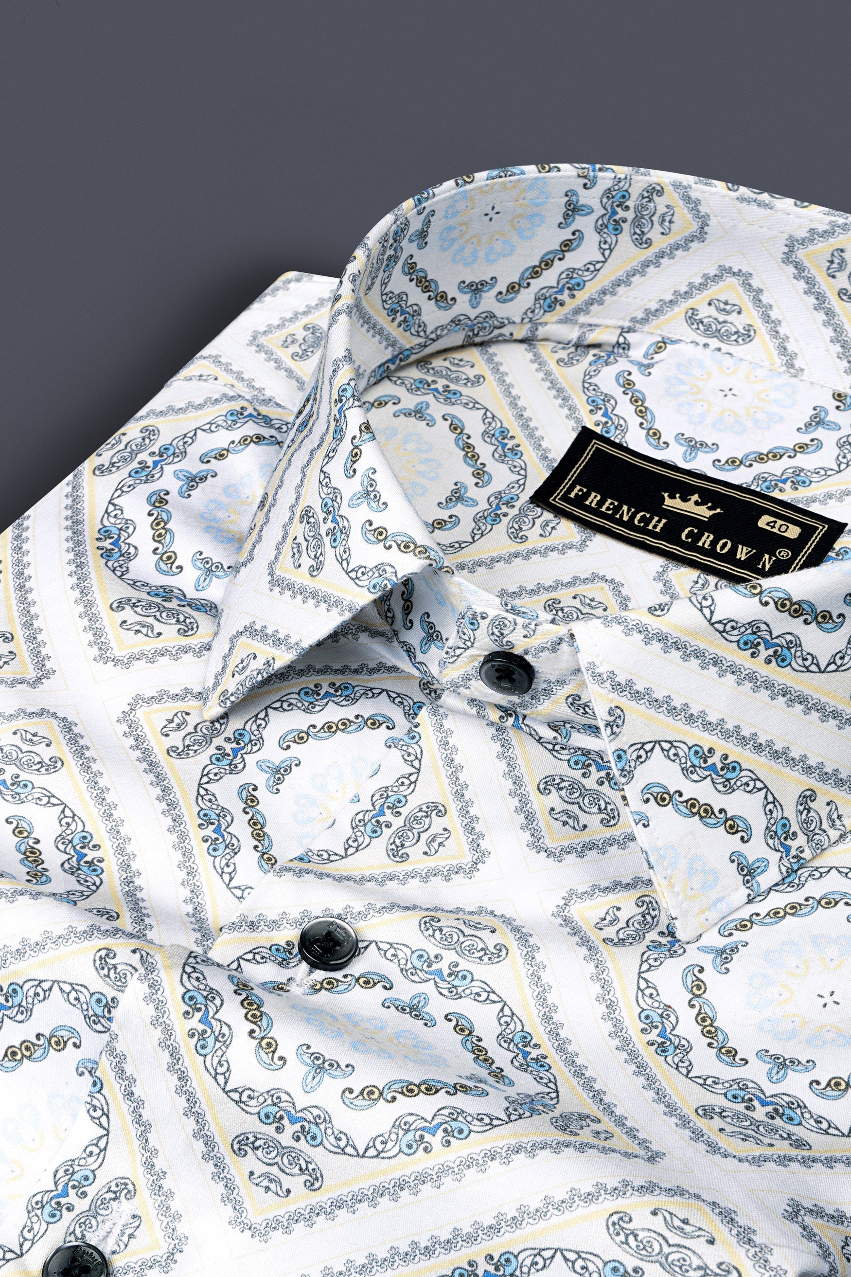 Bright White Geometric Printed Super Soft Premium Cotton Shirt 12537-BLK-38, 12537-BLK-H-38, 12537-BLK-39, 12537-BLK-H-39, 12537-BLK-40, 12537-BLK-H-40, 12537-BLK-42, 12537-BLK-H-42, 12537-BLK-44, 12537-BLK-H-44, 12537-BLK-46, 12537-BLK-H-46, 12537-BLK-48, 12537-BLK-H-48, 12537-BLK-50, 12537-BLK-H-50, 12537-BLK-52, 12537-BLK-H-52