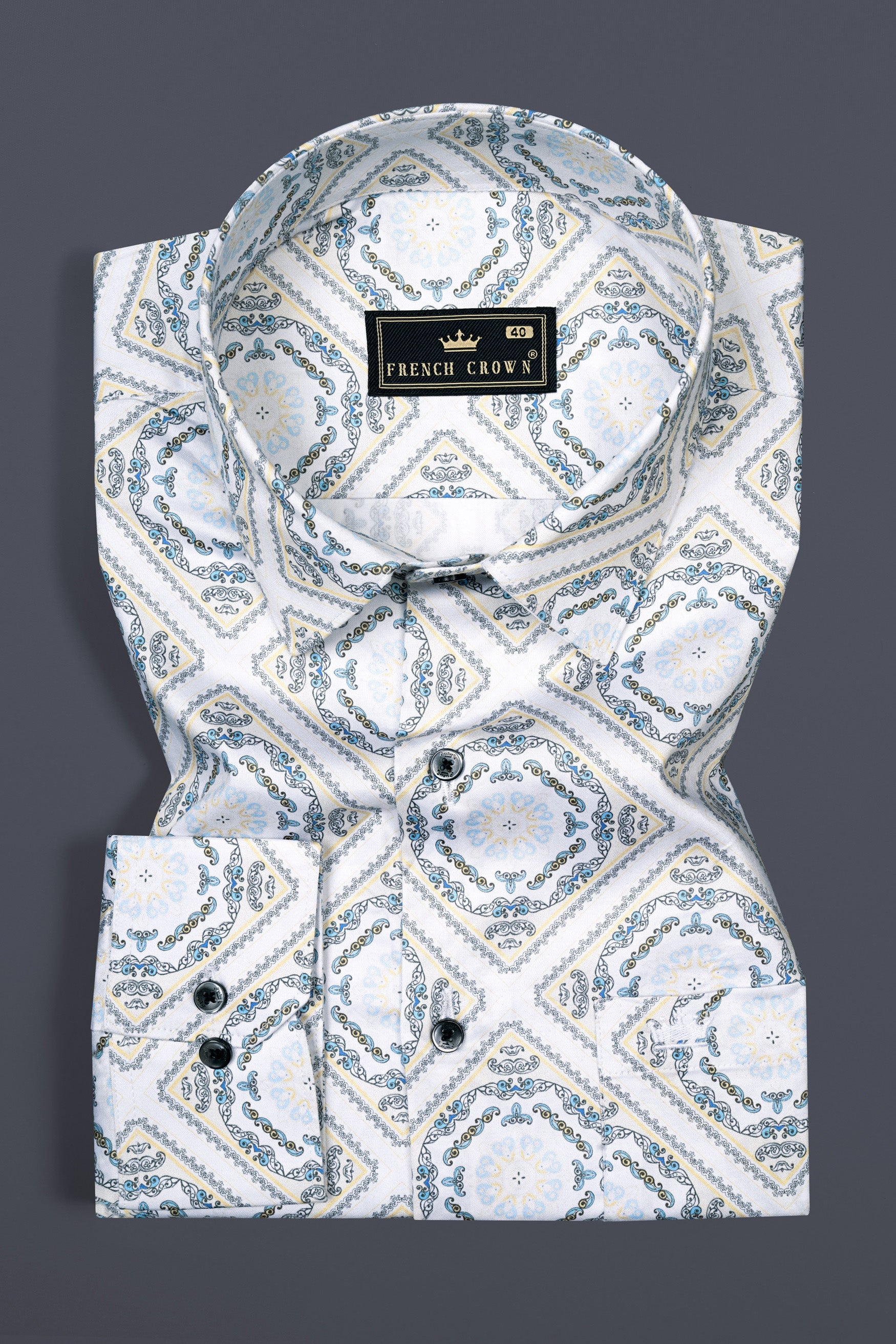 Bright White Geometric Printed Super Soft Premium Cotton Shirt 12537-BLK-38, 12537-BLK-H-38, 12537-BLK-39, 12537-BLK-H-39, 12537-BLK-40, 12537-BLK-H-40, 12537-BLK-42, 12537-BLK-H-42, 12537-BLK-44, 12537-BLK-H-44, 12537-BLK-46, 12537-BLK-H-46, 12537-BLK-48, 12537-BLK-H-48, 12537-BLK-50, 12537-BLK-H-50, 12537-BLK-52, 12537-BLK-H-52