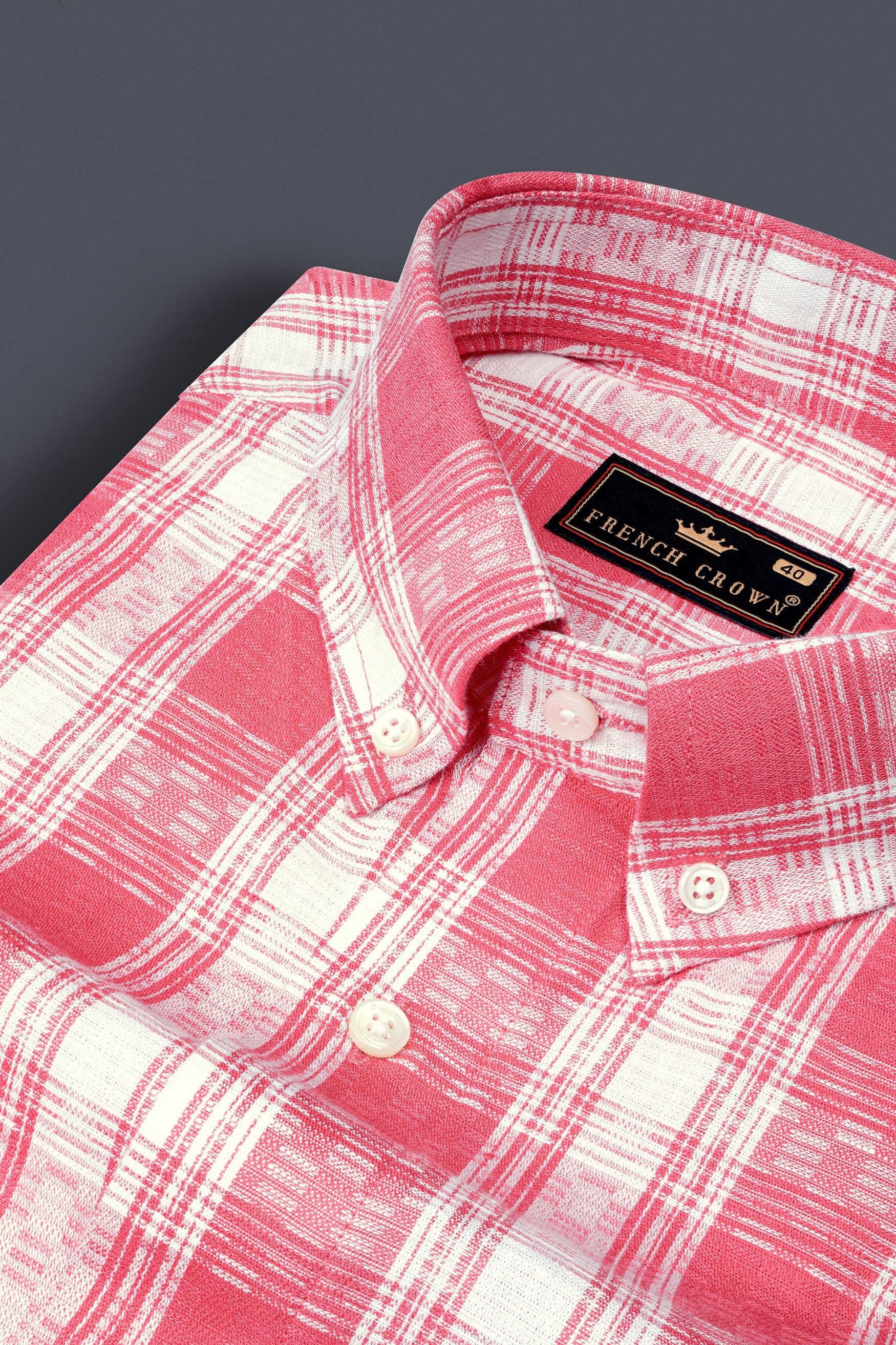 Rosy Pink and White Checks Plaid Dobby Textured Premium Giza Cotton Shirt 12543-BD-38, 12543-BD-H-38, 12543-BD-39, 12543-BD-H-39, 12543-BD-40, 12543-BD-H-40, 12543-BD-42, 12543-BD-H-42, 12543-BD-44, 12543-BD-H-44, 12543-BD-46, 12543-BD-H-46, 12543-BD-48, 12543-BD-H-48, 12543-BD-50, 12543-BD-H-50, 12543-BD-52, 12543-BD-H-52