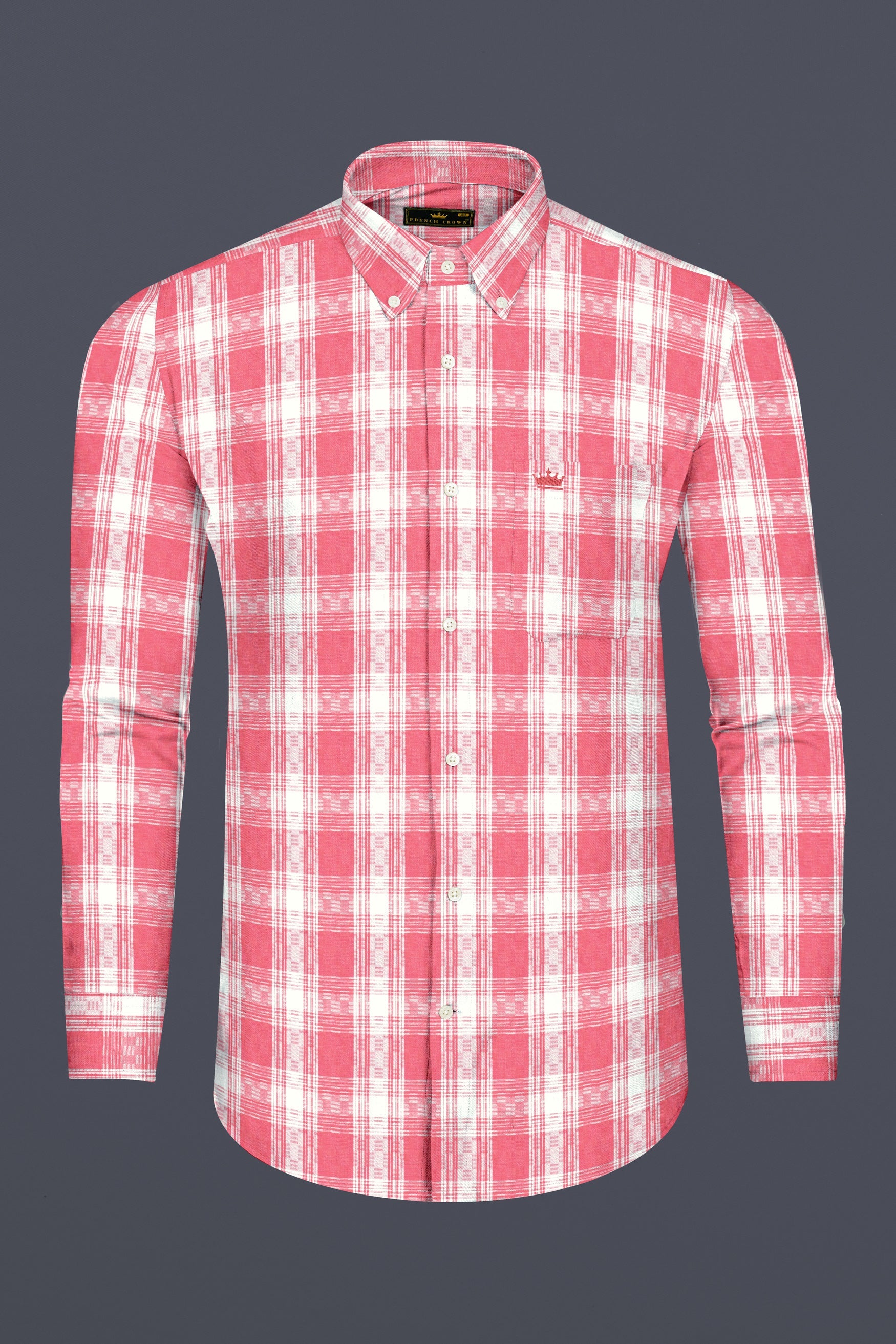 Rosy Pink and White Checks Plaid Dobby Textured Premium Giza Cotton Shirt 12543-BD-38, 12543-BD-H-38, 12543-BD-39, 12543-BD-H-39, 12543-BD-40, 12543-BD-H-40, 12543-BD-42, 12543-BD-H-42, 12543-BD-44, 12543-BD-H-44, 12543-BD-46, 12543-BD-H-46, 12543-BD-48, 12543-BD-H-48, 12543-BD-50, 12543-BD-H-50, 12543-BD-52, 12543-BD-H-52