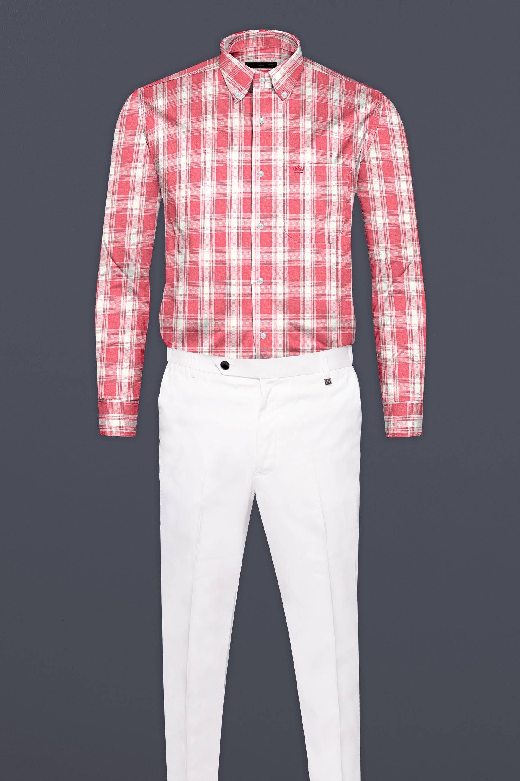 Rosy Pink and White Checks Plaid Dobby Textured Premium Giza Cotton Shirt 12543-BD-38, 12543-BD-H-38, 12543-BD-39, 12543-BD-H-39, 12543-BD-40, 12543-BD-H-40, 12543-BD-42, 12543-BD-H-42, 12543-BD-44, 12543-BD-H-44, 12543-BD-46, 12543-BD-H-46, 12543-BD-48, 12543-BD-H-48, 12543-BD-50, 12543-BD-H-50, 12543-BD-52, 12543-BD-H-52
