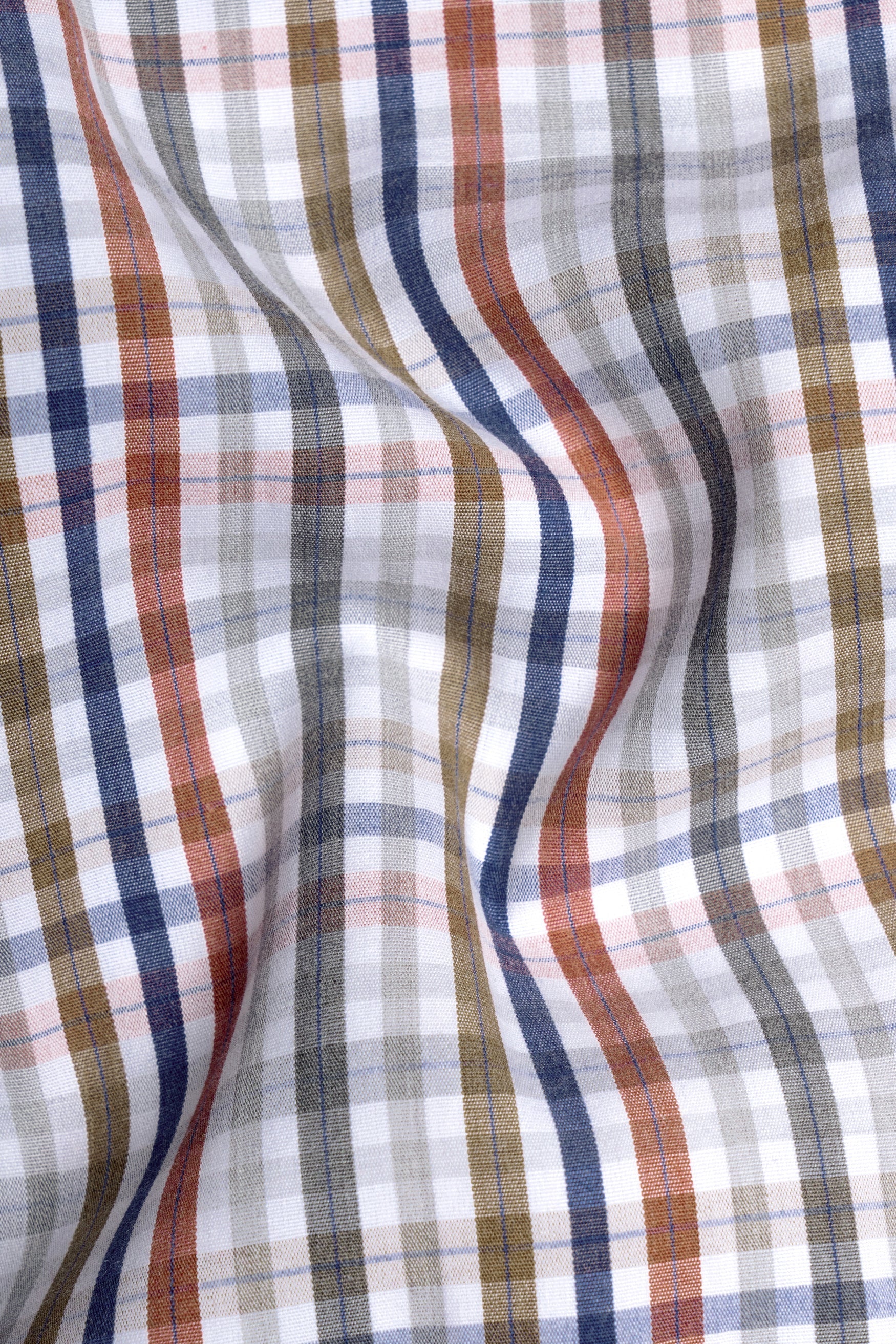 Bright White with Sepia Brown and Rhino Blue Checkered Poplin Giza Cotton Shirt 12555-38, 12555-H-38, 12555-39, 12555-H-39, 12555-40, 12555-H-40, 12555-42, 12555-H-42, 12555-44, 12555-H-44, 12555-46, 12555-H-46, 12555-48, 12555-H-48, 12555-50, 12555-H-50, 12555-52, 12555-H-52