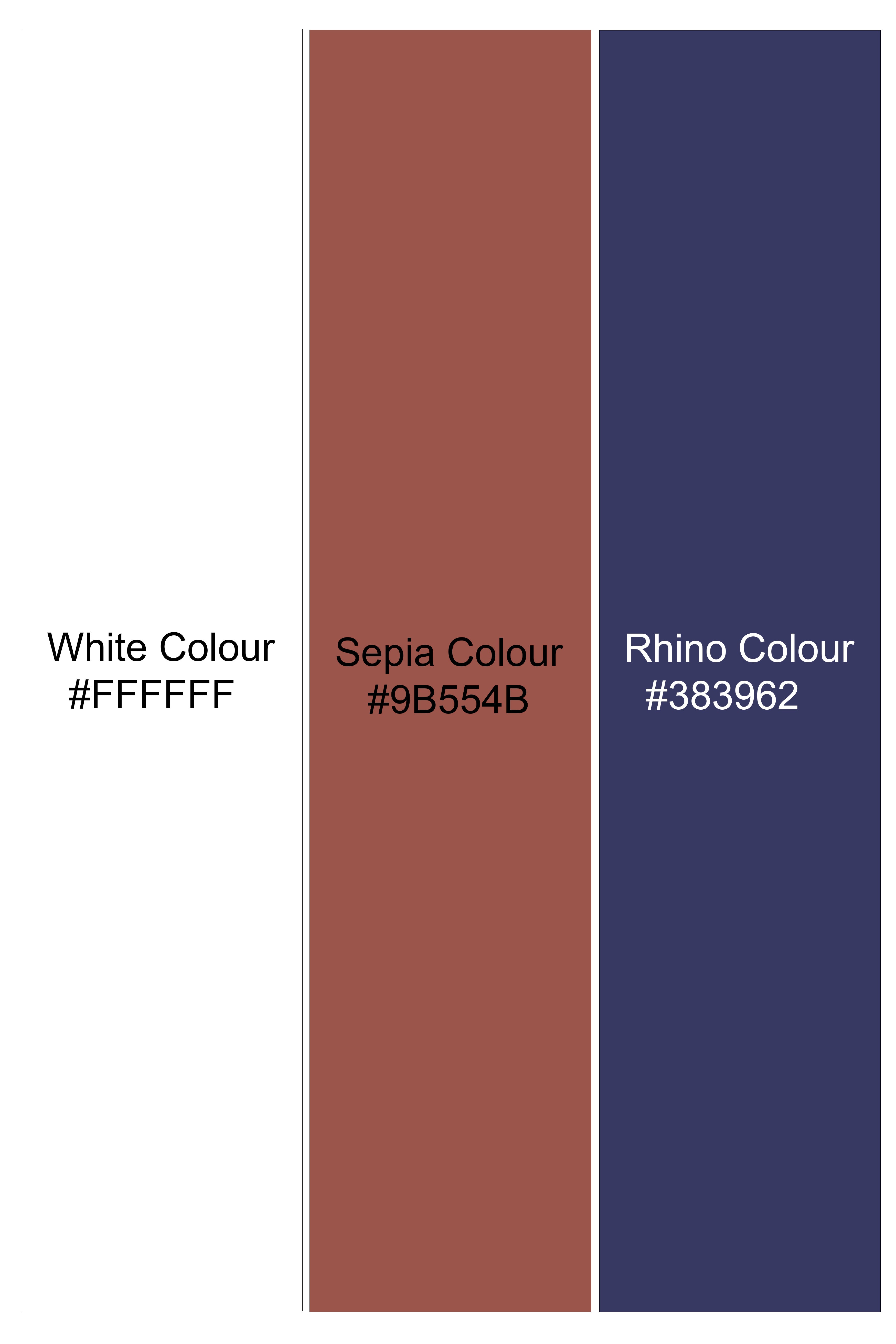 Bright White with Sepia Brown and Rhino Blue Checkered Poplin Giza Cotton Shirt 12555-38, 12555-H-38, 12555-39, 12555-H-39, 12555-40, 12555-H-40, 12555-42, 12555-H-42, 12555-44, 12555-H-44, 12555-46, 12555-H-46, 12555-48, 12555-H-48, 12555-50, 12555-H-50, 12555-52, 12555-H-52