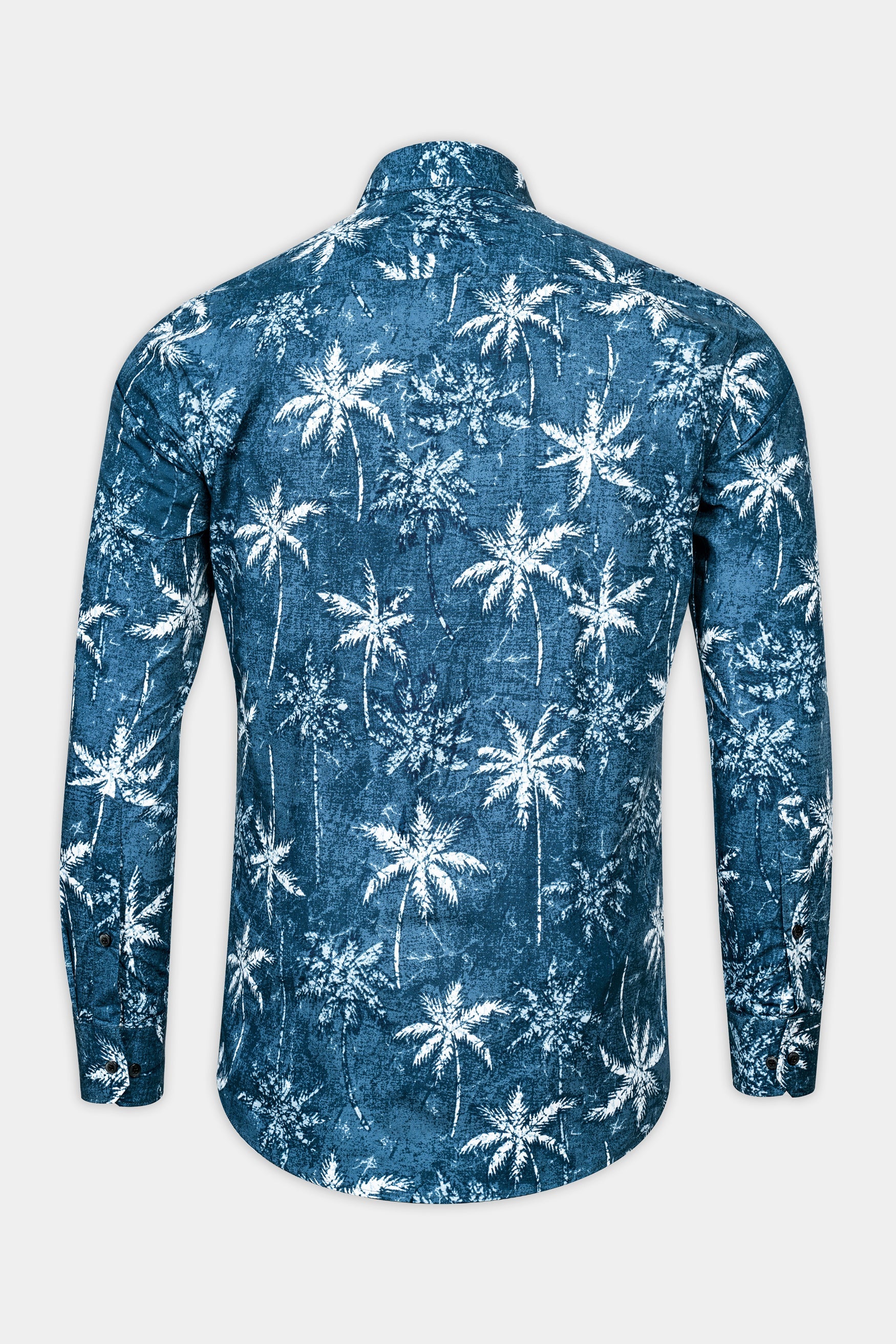 Calypso Blue with White Coconut Tree Printed Poplin Giza Cotton Shirt 12557-BLK-38, 12557-BLK-H-38, 12557-BLK-39, 12557-BLK-H-39, 12557-BLK-40, 12557-BLK-H-40, 12557-BLK-42, 12557-BLK-H-42, 12557-BLK-44, 12557-BLK-H-44, 12557-BLK-46, 12557-BLK-H-46, 12557-BLK-48, 12557-BLK-H-48, 12557-BLK-50, 12557-BLK-H-50, 12557-BLK-52, 12557-BLK-H-52