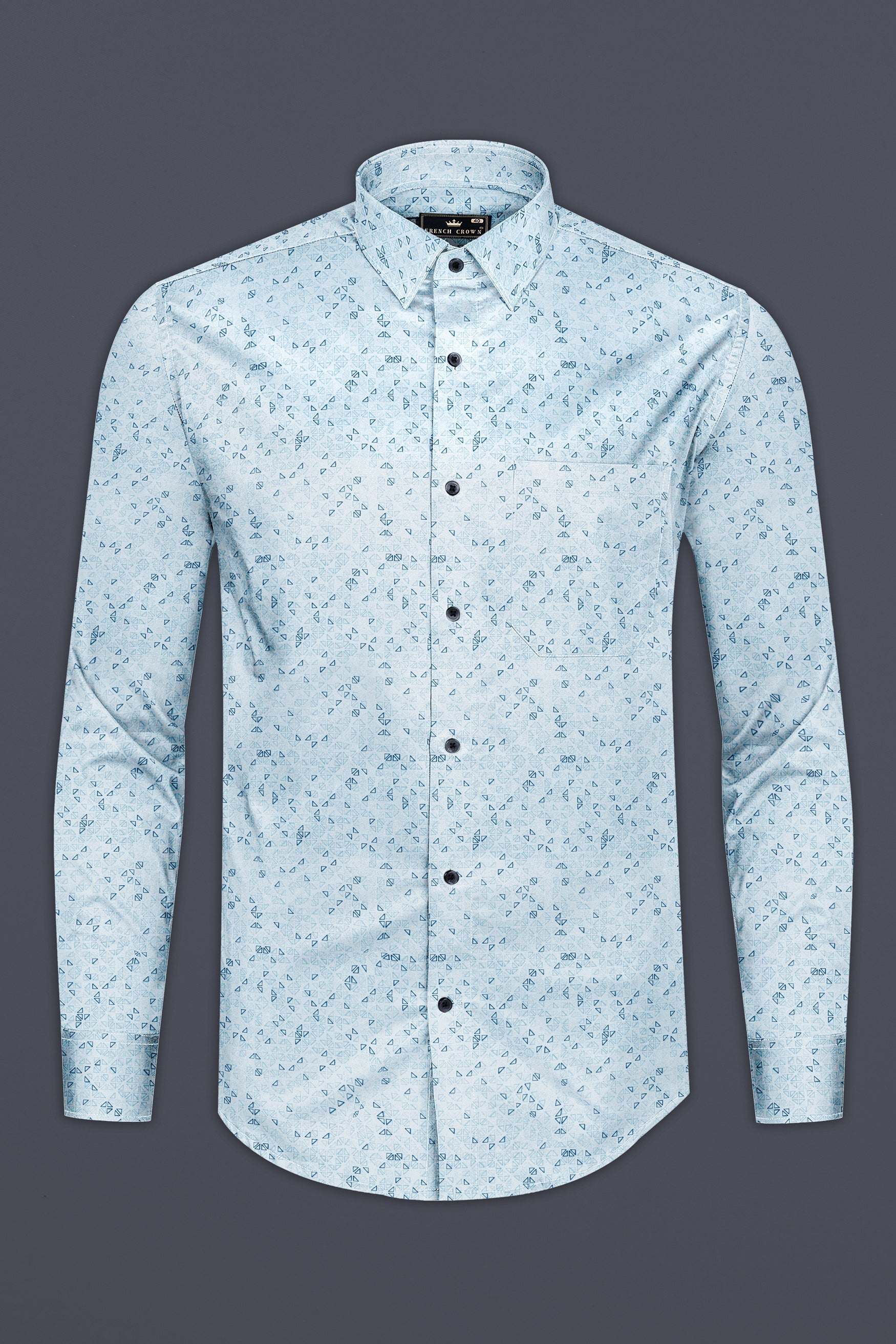 Zinggurat Blue Triangles Printed Super Soft Premium Cotton Shirt 12607-BLK-38, 12607-BLK-H-38, 12607-BLK-39, 12607-BLK-H-39, 12607-BLK-40, 12607-BLK-H-40, 12607-BLK-42, 12607-BLK-H-42, 12607-BLK-44, 12607-BLK-H-44, 12607-BLK-46, 12607-BLK-H-46, 12607-BLK-48, 12607-BLK-H-48, 12607-BLK-50, 12607-BLK-H-50, 12607-BLK-52, 12607-BLK-H-52