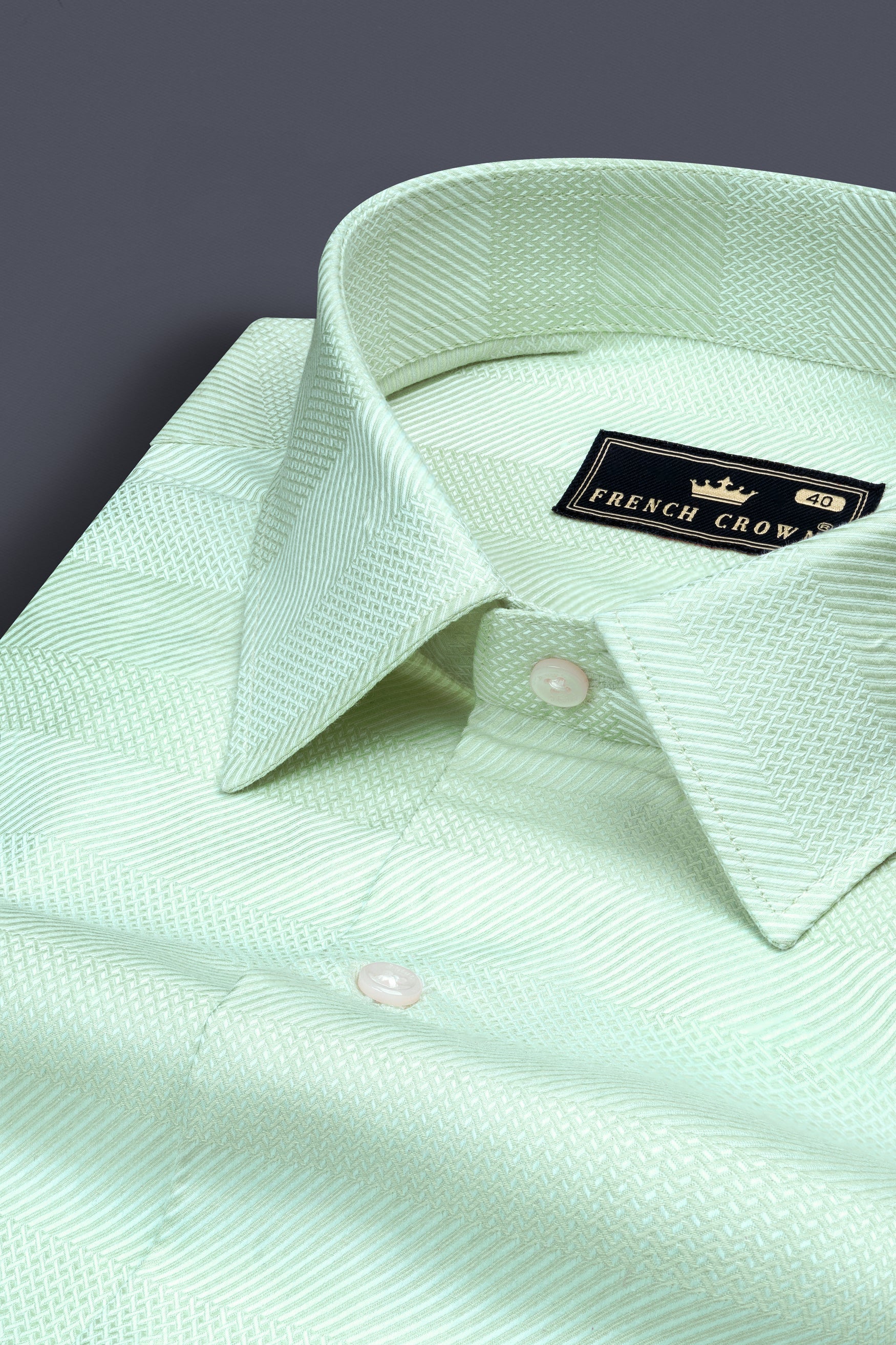 Jagged Ice Green Heavyweight Dobby Textured Premium Giza Cotton Shirt 12609-38, 12609-H-38, 12609-39, 12609-H-39, 12609-40, 12609-H-40, 12609-42, 12609-H-42, 12609-44, 12609-H-44, 12609-46, 12609-H-46, 12609-48, 12609-H-48, 12609-50, 12609-H-50, 12609-52, 12609-H-52