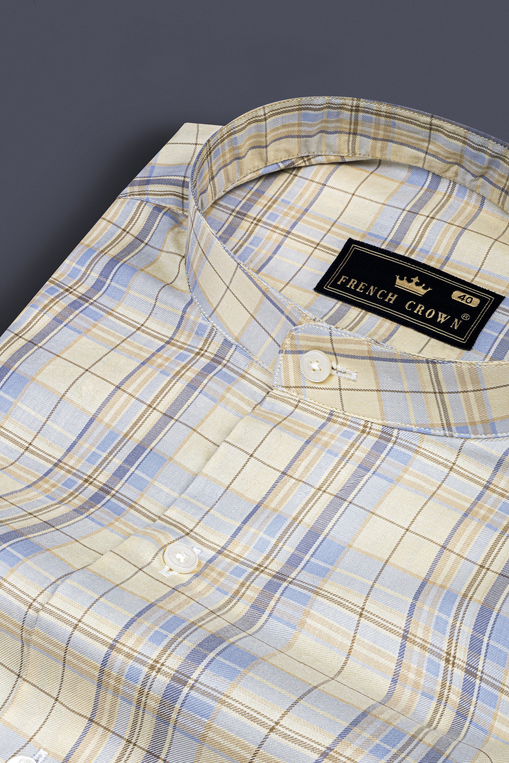 Indian Khaki with Gull Gray and Shadow Brown Plaid Twill Premium Cotton Shirt 12614-M-38, 12614-M-H-38, 12614-M-39, 12614-M-H-39, 12614-M-40, 12614-M-H-40, 12614-M-42, 12614-M-H-42, 12614-M-44, 12614-M-H-44, 12614-M-46, 12614-M-H-46, 12614-M-48, 12614-M-H-48, 12614-M-50, 12614-M-H-50, 12614-M-52, 12614-M-H-52