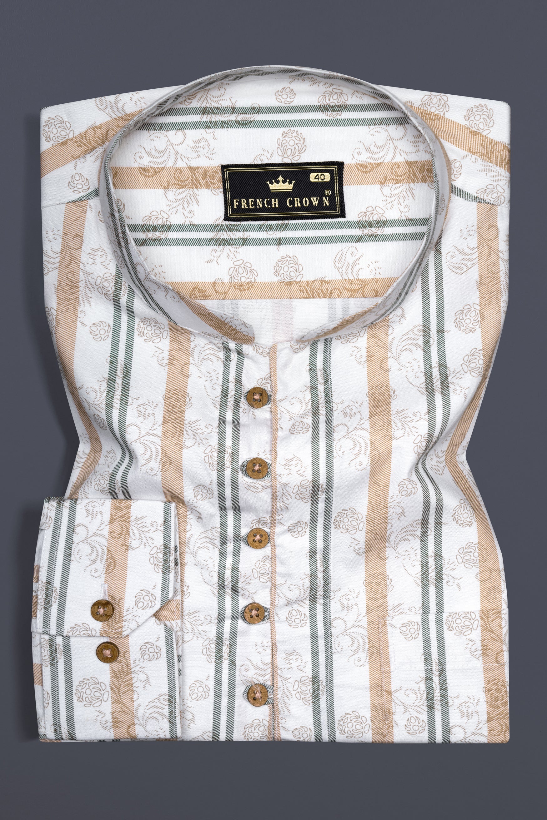 Romance White with Tan Orange and Corduroy Green Striped Super Soft Premium Cotton Kurta Shirt 12619-KS-38, 12619-KS-H-38, 12619-KS-39, 12619-KS-H-39, 12619-KS-40, 12619-KS-H-40, 12619-KS-42, 12619-KS-H-42, 12619-KS-44, 12619-KS-H-44, 12619-KS-46, 12619-KS-H-46, 12619-KS-48, 12619-KS-H-48, 12619-KS-50, 12619-KS-H-50, 12619-KS-52, 12619-KS-H-52