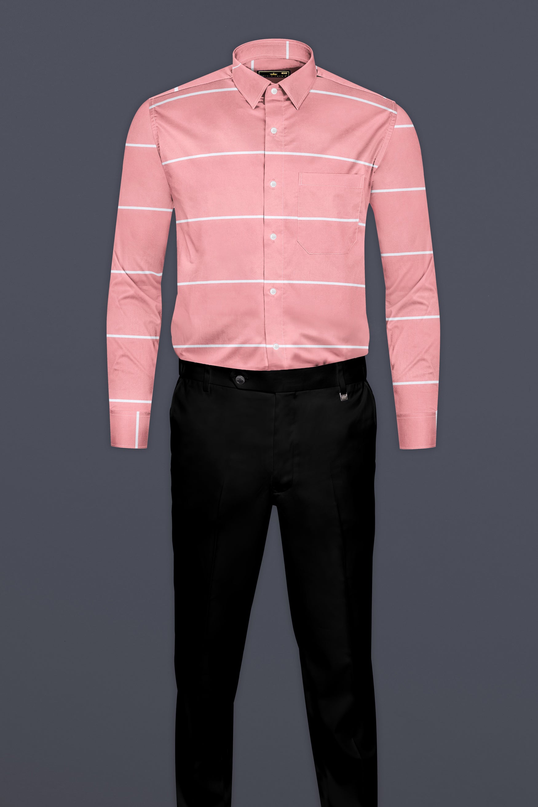 Wewak Pink with White Horizontal Striped Twill Premium Cotton Shirt 12622-38, 12622-H-38, 12622-39, 12622-H-39, 12622-40, 12622-H-40, 12622-42, 12622-H-42, 12622-44, 12622-H-44, 12622-46, 12622-H-46, 12622-48, 12622-H-48, 12622-50, 12622-H-50, 12622-52, 12622-H-52