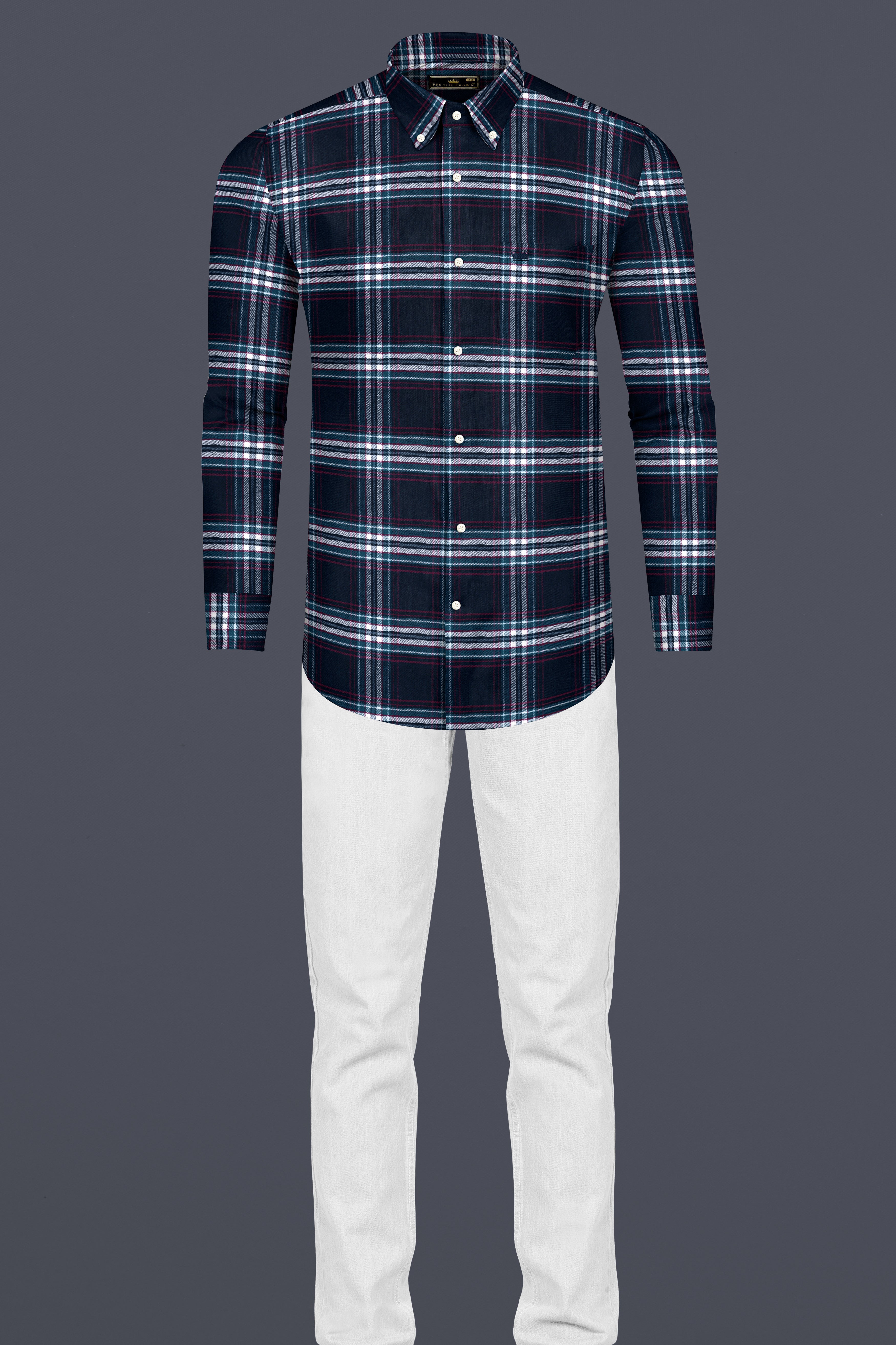 Dark Charcoal Blue with Astronaut Blue and White Plaid Flannel Shirt 12629-BD-38, 12629-BD-H-38, 12629-BD-39, 12629-BD-H-39, 12629-BD-40, 12629-BD-H-40, 12629-BD-42, 12629-BD-H-42, 12629-BD-44, 12629-BD-H-44, 12629-BD-46, 12629-BD-H-46, 12629-BD-48, 12629-BD-H-48, 12629-BD-50, 12629-BD-H-50, 12629-BD-52, 12629-BD-H-52