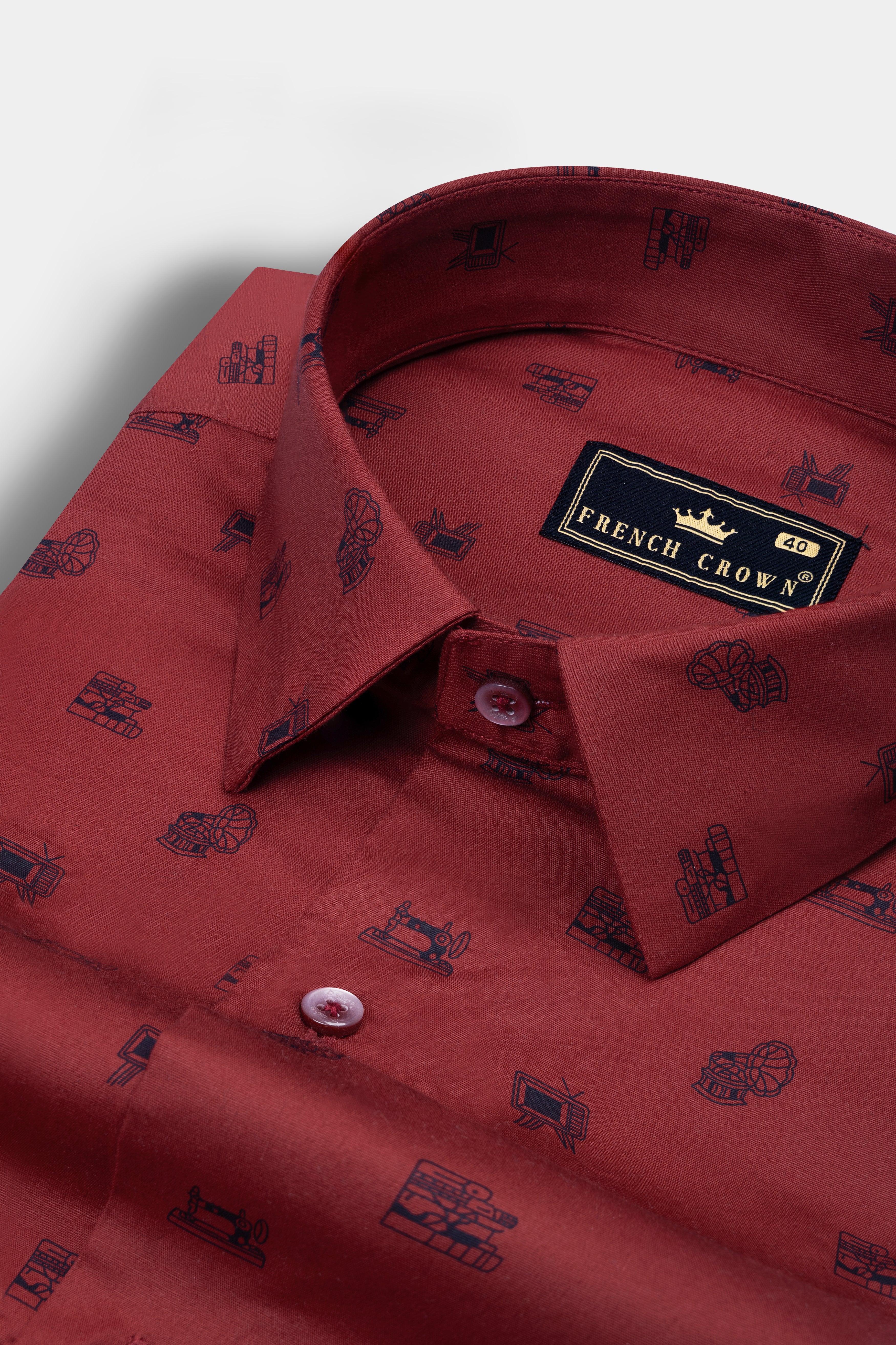 Tawny Port Brown Sewing Machine and Television Printed Super Soft Premium Cotton Shirt 12632-MN-38, 12632-MN-H-38, 12632-MN-39, 12632-MN-H-39, 12632-MN-40, 12632-MN-H-40, 12632-MN-42, 12632-MN-H-42, 12632-MN-44, 12632-MN-H-44, 12632-MN-46, 12632-MN-H-46, 12632-MN-48, 12632-MN-H-48, 12632-MN-50, 12632-MN-H-50, 12632-MN-52, 12632-MN-H-52