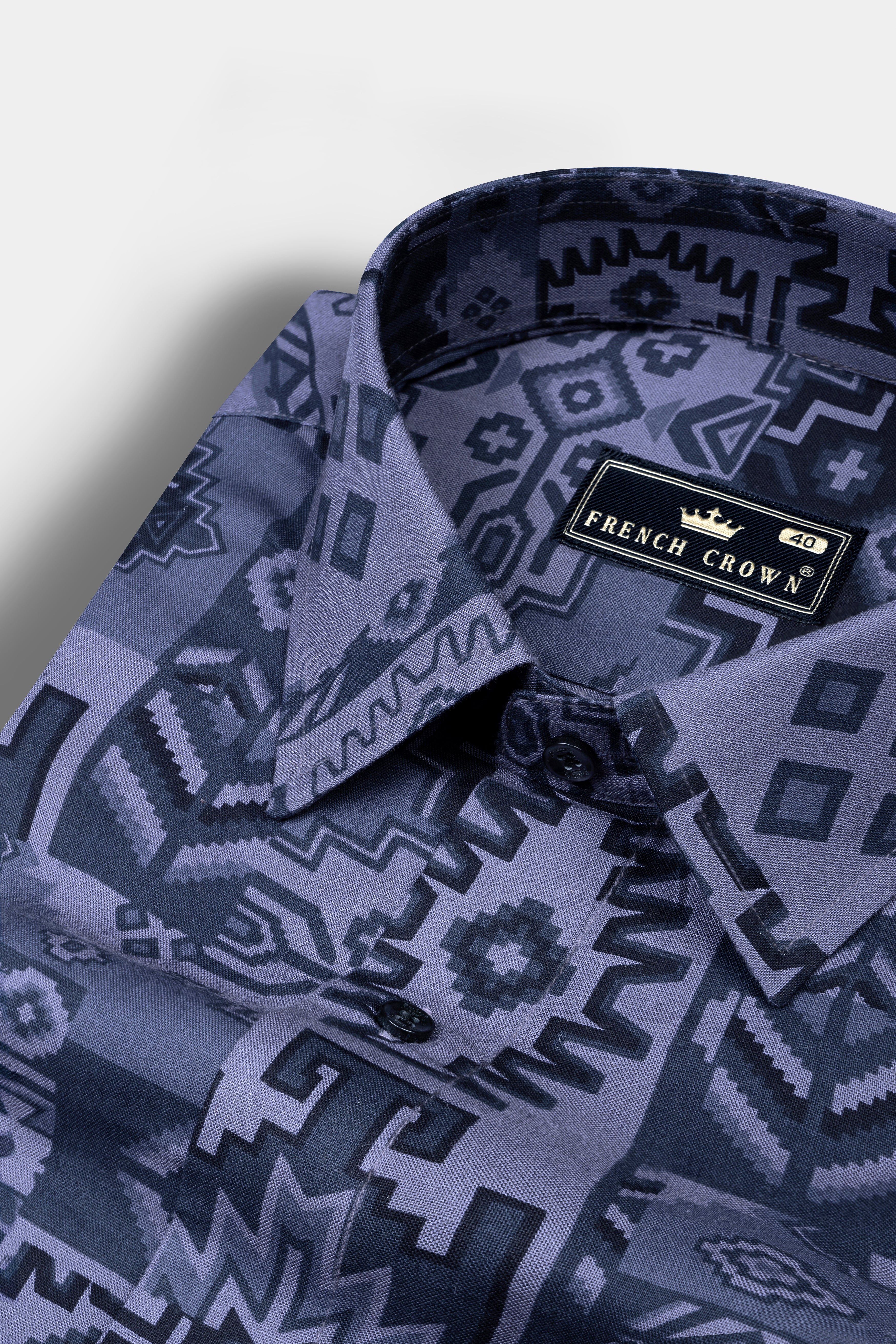 Gun Powder Gray Graphic Printed Soft Tencel Shirt 12643-BLK-38, 12643-BLK-H-38, 12643-BLK-39, 12643-BLK-H-39, 12643-BLK-40, 12643-BLK-H-40, 12643-BLK-42, 12643-BLK-H-42, 12643-BLK-44, 12643-BLK-H-44, 12643-BLK-46, 12643-BLK-H-46, 12643-BLK-48, 12643-BLK-H-48, 12643-BLK-50, 12643-BLK-H-50, 12643-BLK-52, 12643-BLK-H-52