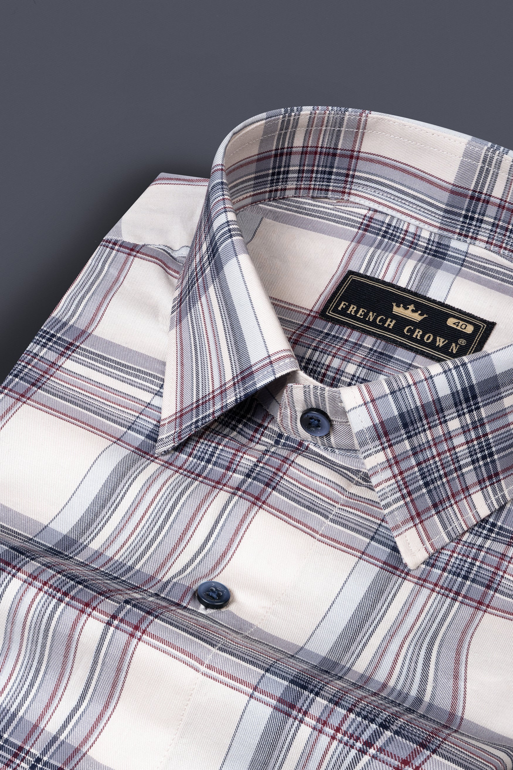 Cararra Cream with Multicolor checks plaid Twill Cotton Shirt 12647-BLE-38, 12647-BLE-H-38, 12647-BLE-39, 12647-BLE-H-39, 12647-BLE-40, 12647-BLE-H-40, 12647-BLE-42, 12647-BLE-H-42, 12647-BLE-44, 12647-BLE-H-44, 12647-BLE-46, 12647-BLE-H-46, 12647-BLE-48, 12647-BLE-H-48, 12647-BLE-50, 12647-BLE-H-50, 12647-BLE-52, 12647-BLE-H-52