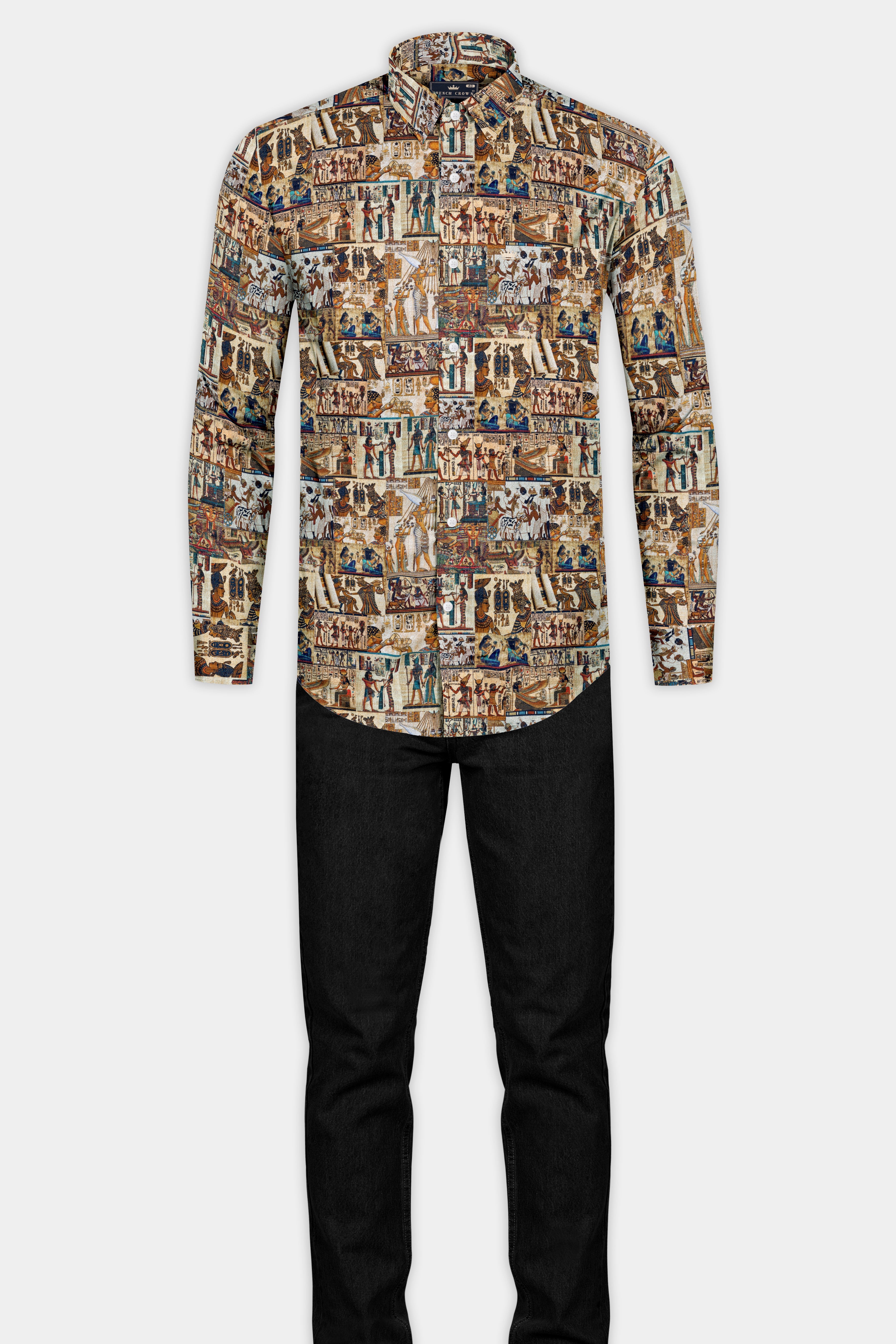 Pavlova Cream Multicolor Art Printed Super Soft Premium Cotton Shirt 12671-38, 12671-H-38, 12671-39, 12671-H-39, 12671-40, 12671-H-40, 12671-42, 12671-H-42, 12671-44, 12671-H-44, 12671-46, 12671-H-46, 12671-48, 12671-H-48, 12671-50, 12671-H-50, 12671-52, 12671-H-52