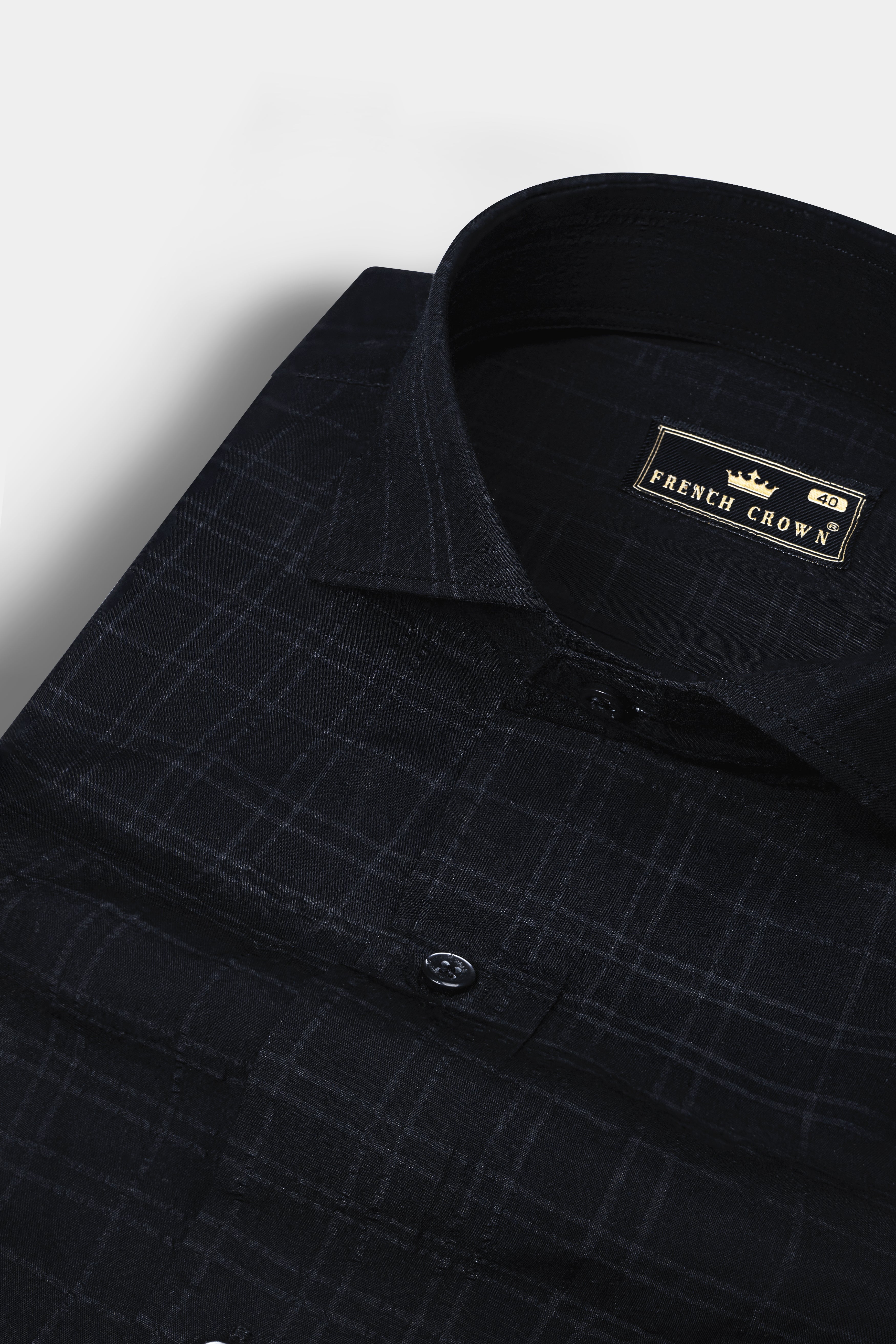 Jade Black plaid Seersucker Giza Cotton Shirt 12673-CA-BLK-38, 12673-CA-BLK-H-38, 12673-CA-BLK-39, 12673-CA-BLK-H-39, 12673-CA-BLK-40, 12673-CA-BLK-H-40, 12673-CA-BLK-42, 12673-CA-BLK-H-42, 12673-CA-BLK-44, 12673-CA-BLK-H-44, 12673-CA-BLK-46, 12673-CA-BLK-H-46, 12673-CA-BLK-48, 12673-CA-BLK-H-48, 12673-CA-BLK-50, 12673-CA-BLK-H-50, 12673-CA-BLK-52, 12673-CA-BLK-H-52