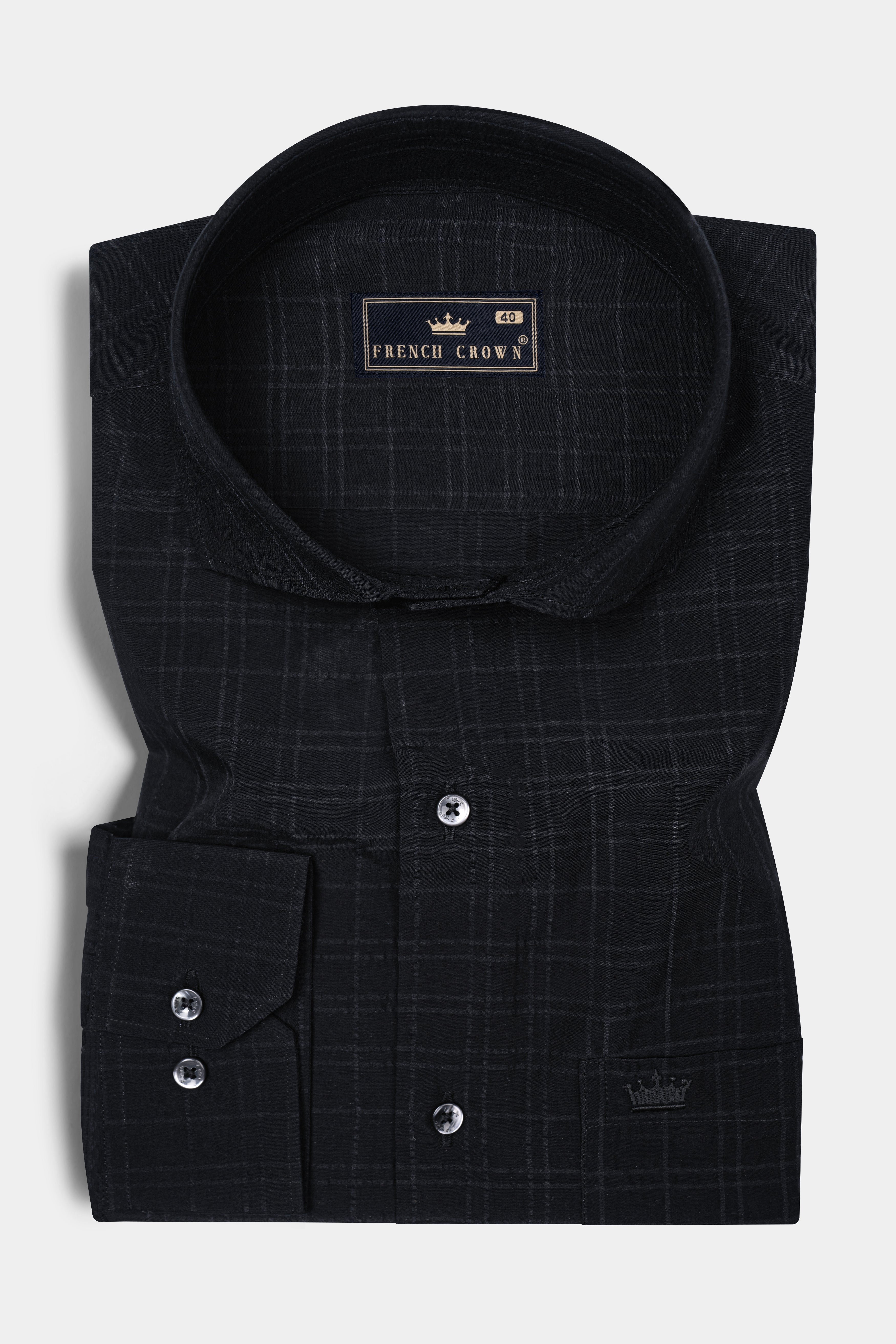Jade Black plaid Seersucker Giza Cotton Shirt 12673-CA-BLK-38, 12673-CA-BLK-H-38, 12673-CA-BLK-39, 12673-CA-BLK-H-39, 12673-CA-BLK-40, 12673-CA-BLK-H-40, 12673-CA-BLK-42, 12673-CA-BLK-H-42, 12673-CA-BLK-44, 12673-CA-BLK-H-44, 12673-CA-BLK-46, 12673-CA-BLK-H-46, 12673-CA-BLK-48, 12673-CA-BLK-H-48, 12673-CA-BLK-50, 12673-CA-BLK-H-50, 12673-CA-BLK-52, 12673-CA-BLK-H-52