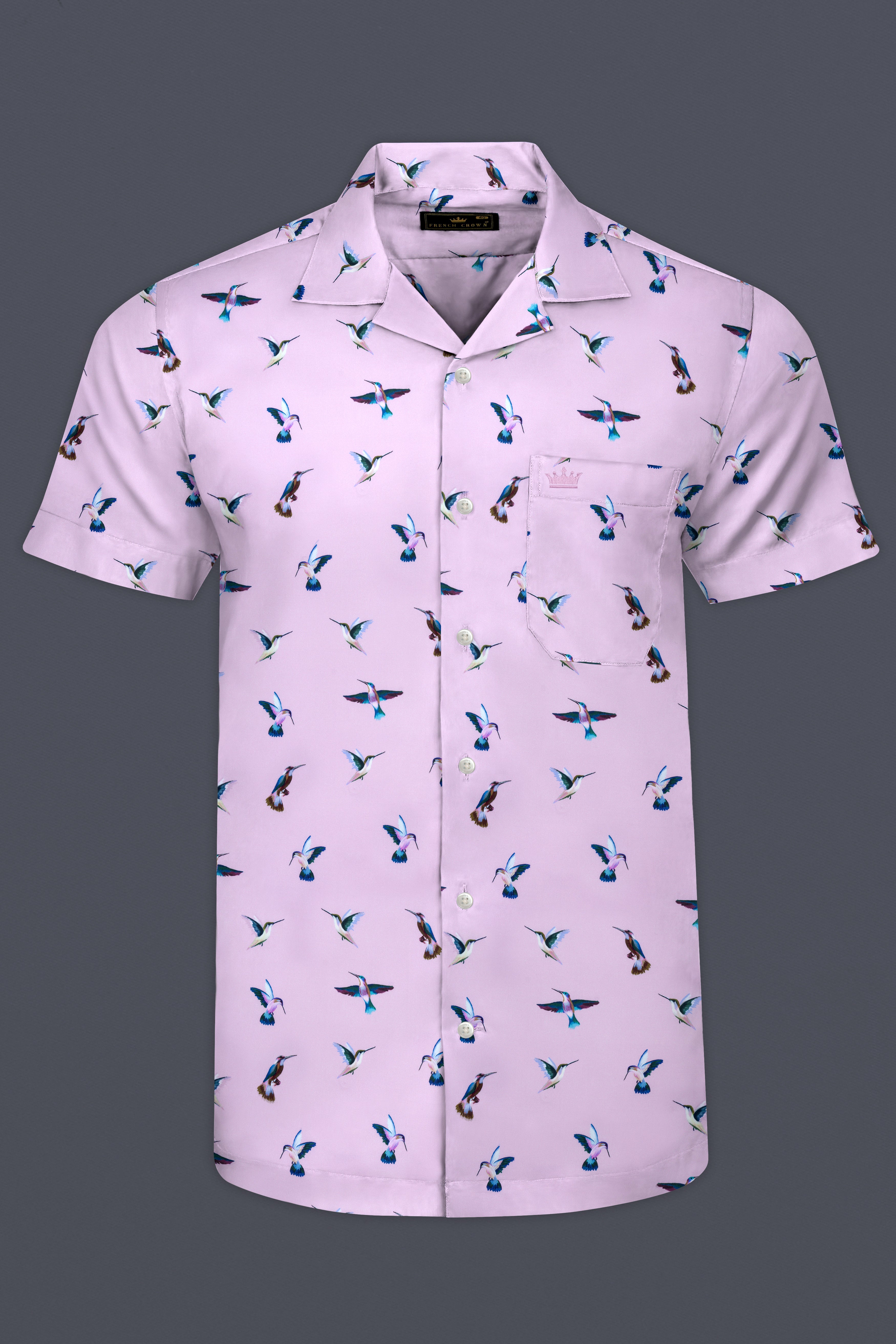 Maverick Lavender Multicolor Birds Printed Poplin Cotton Shirt