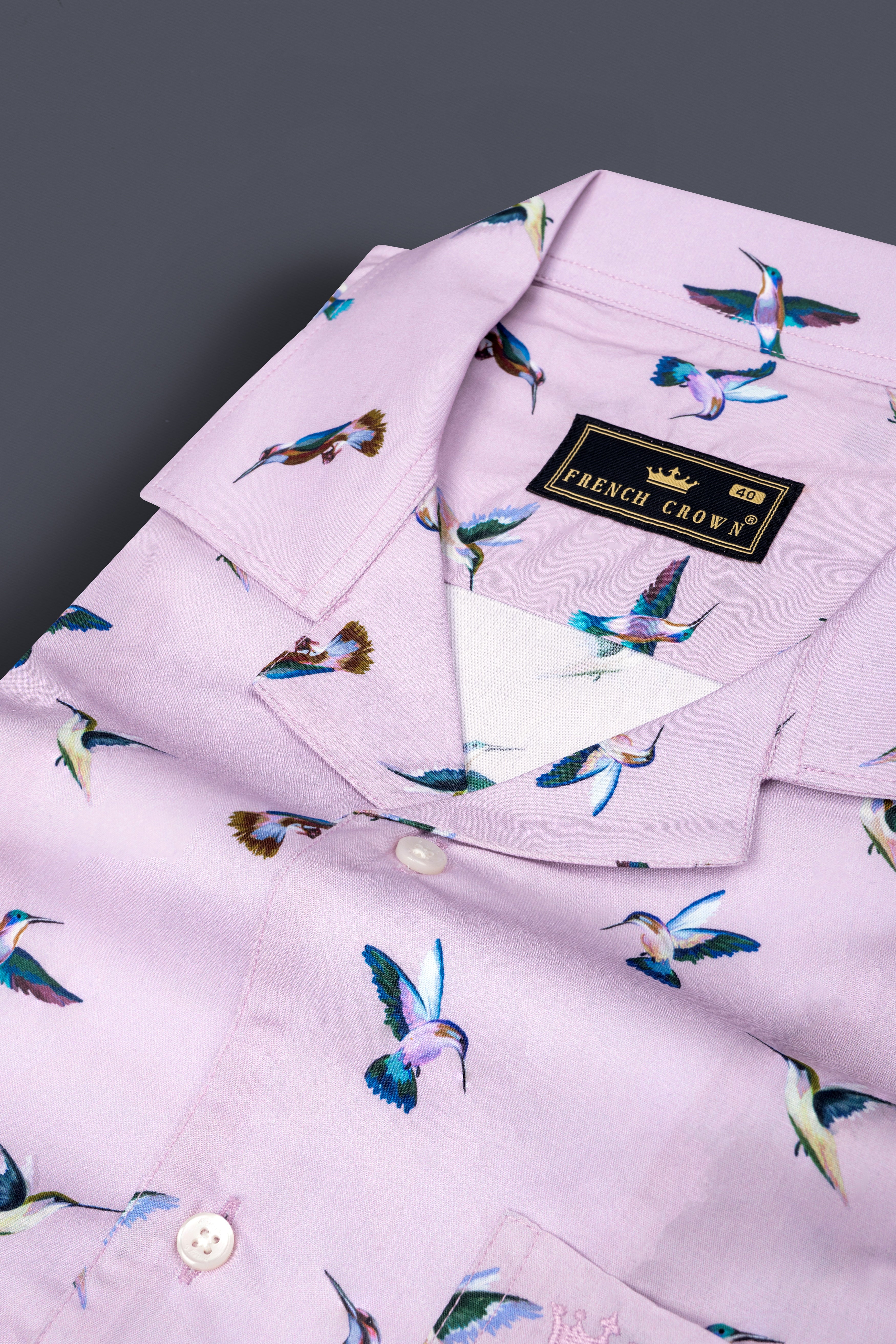 Maverick Lavender Multicolor Birds Printed Poplin Cotton Shirt
