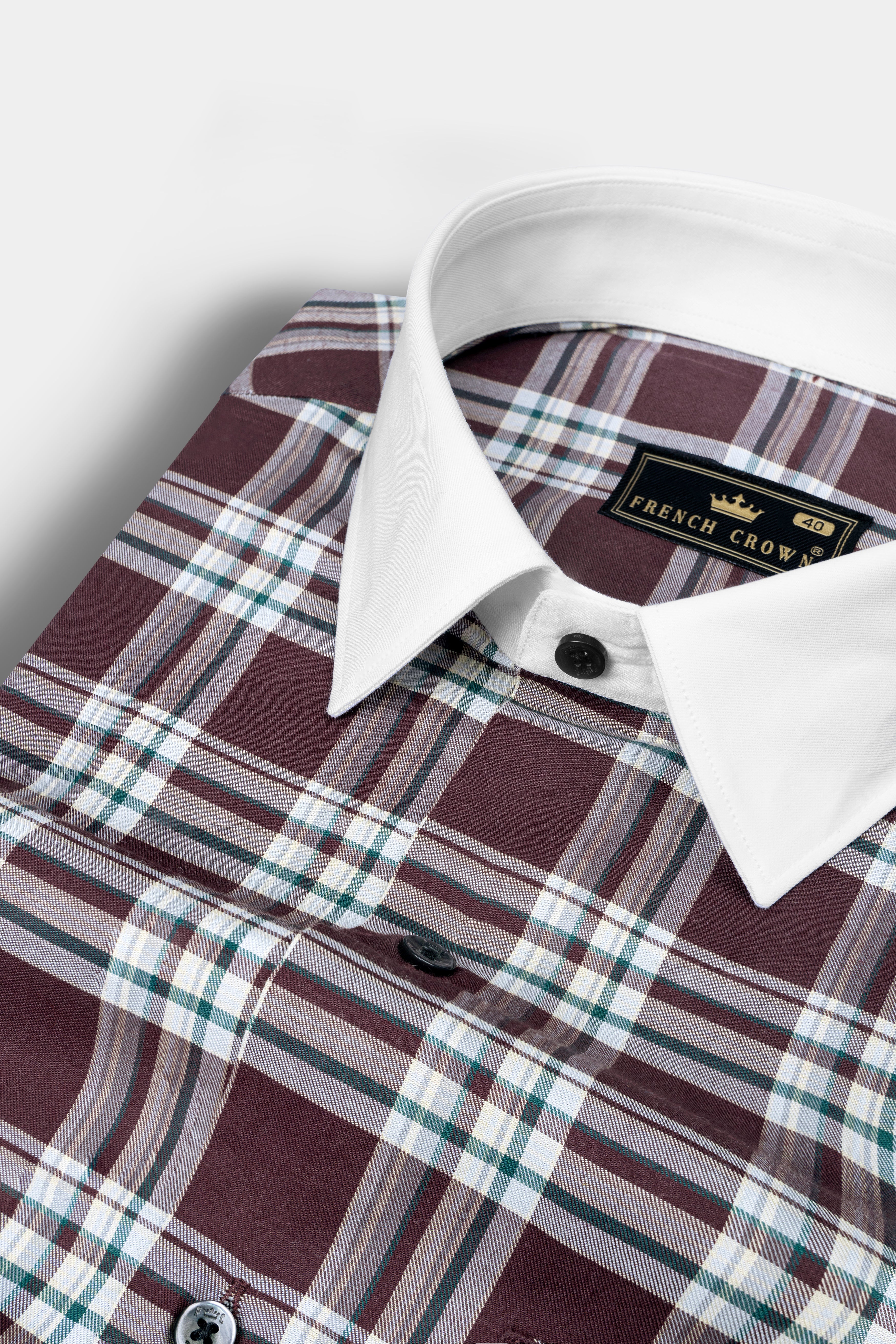 Thunder Brown with White Plaid Twill Cotton Shirt 12691-WCC-BLK-38, 12691-WCC-BLK-H-38, 12691-WCC-BLK-39, 12691-WCC-BLK-H-39, 12691-WCC-BLK-40, 12691-WCC-BLK-H-40, 12691-WCC-BLK-42, 12691-WCC-BLK-H-42, 12691-WCC-BLK-44, 12691-WCC-BLK-H-44, 12691-WCC-BLK-46, 12691-WCC-BLK-H-46, 12691-WCC-BLK-48, 12691-WCC-BLK-H-48, 12691-WCC-BLK-50, 12691-WCC-BLK-H-50, 12691-WCC-BLK-52, 12691-WCC-BLK-H-52