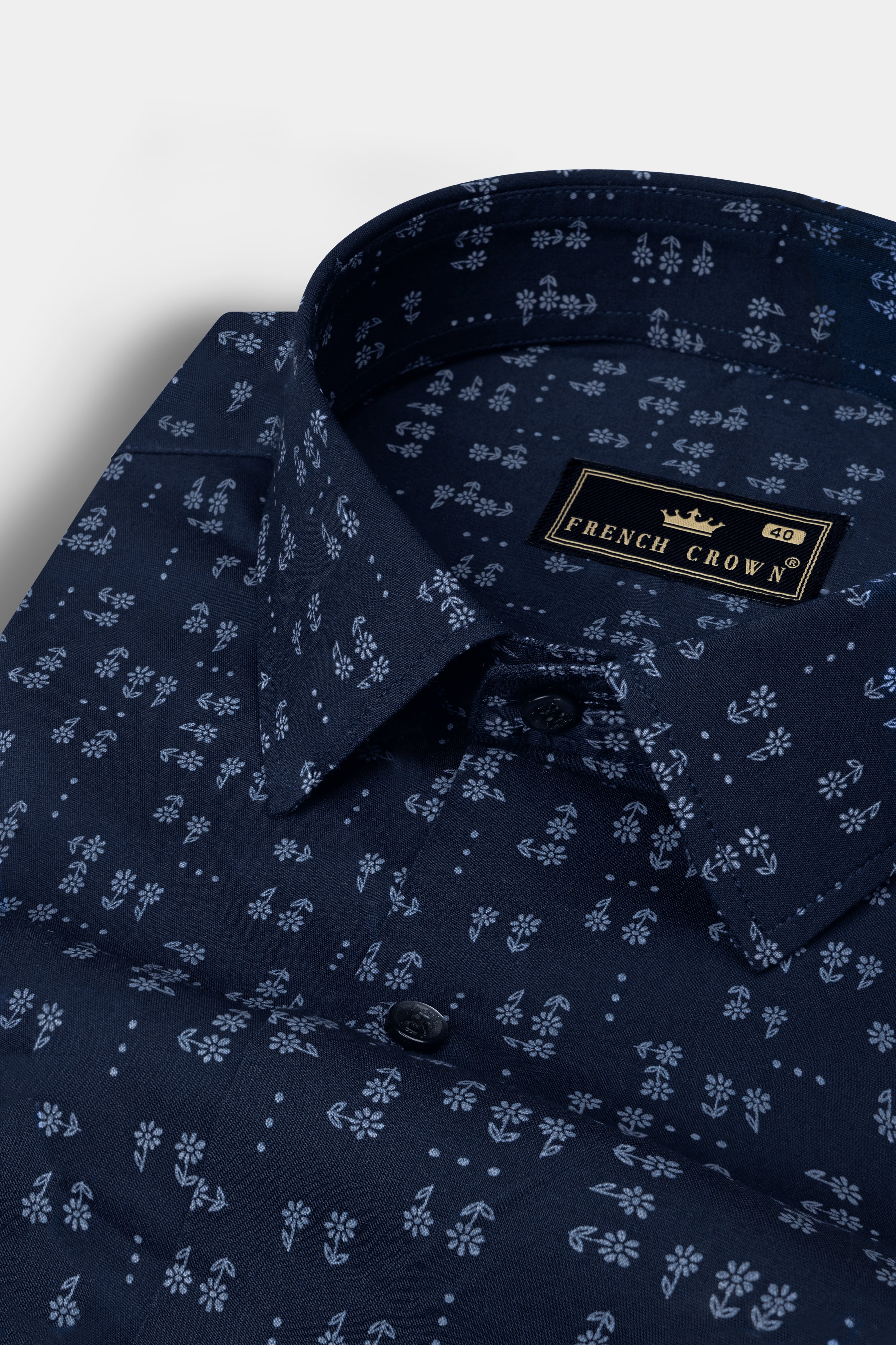 Vulcan Blue Flower Printed Poplin Giza Cotton Shirt 12695-BLE-38, 12695-BLE-H-38, 12695-BLE-39, 12695-BLE-H-39, 12695-BLE-40, 12695-BLE-H-40, 12695-BLE-42, 12695-BLE-H-42, 12695-BLE-44, 12695-BLE-H-44, 12695-BLE-46, 12695-BLE-H-46, 12695-BLE-48, 12695-BLE-H-48, 12695-BLE-50, 12695-BLE-H-50, 12695-BLE-52, 12695-BLE-H-52