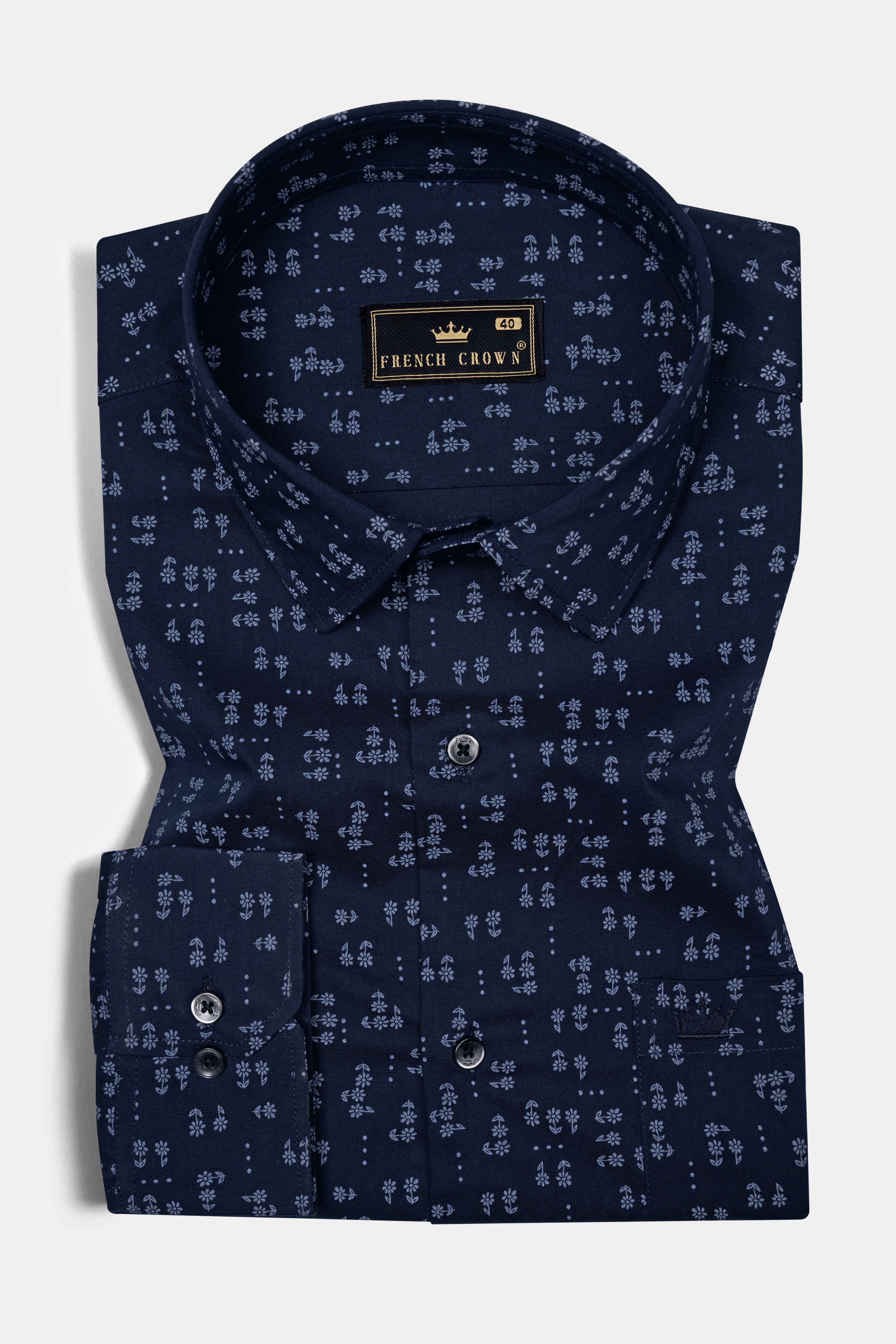 Vulcan Blue Flower Printed Poplin Giza Cotton Shirt 12695-BLE-38, 12695-BLE-H-38, 12695-BLE-39, 12695-BLE-H-39, 12695-BLE-40, 12695-BLE-H-40, 12695-BLE-42, 12695-BLE-H-42, 12695-BLE-44, 12695-BLE-H-44, 12695-BLE-46, 12695-BLE-H-46, 12695-BLE-48, 12695-BLE-H-48, 12695-BLE-50, 12695-BLE-H-50, 12695-BLE-52, 12695-BLE-H-52