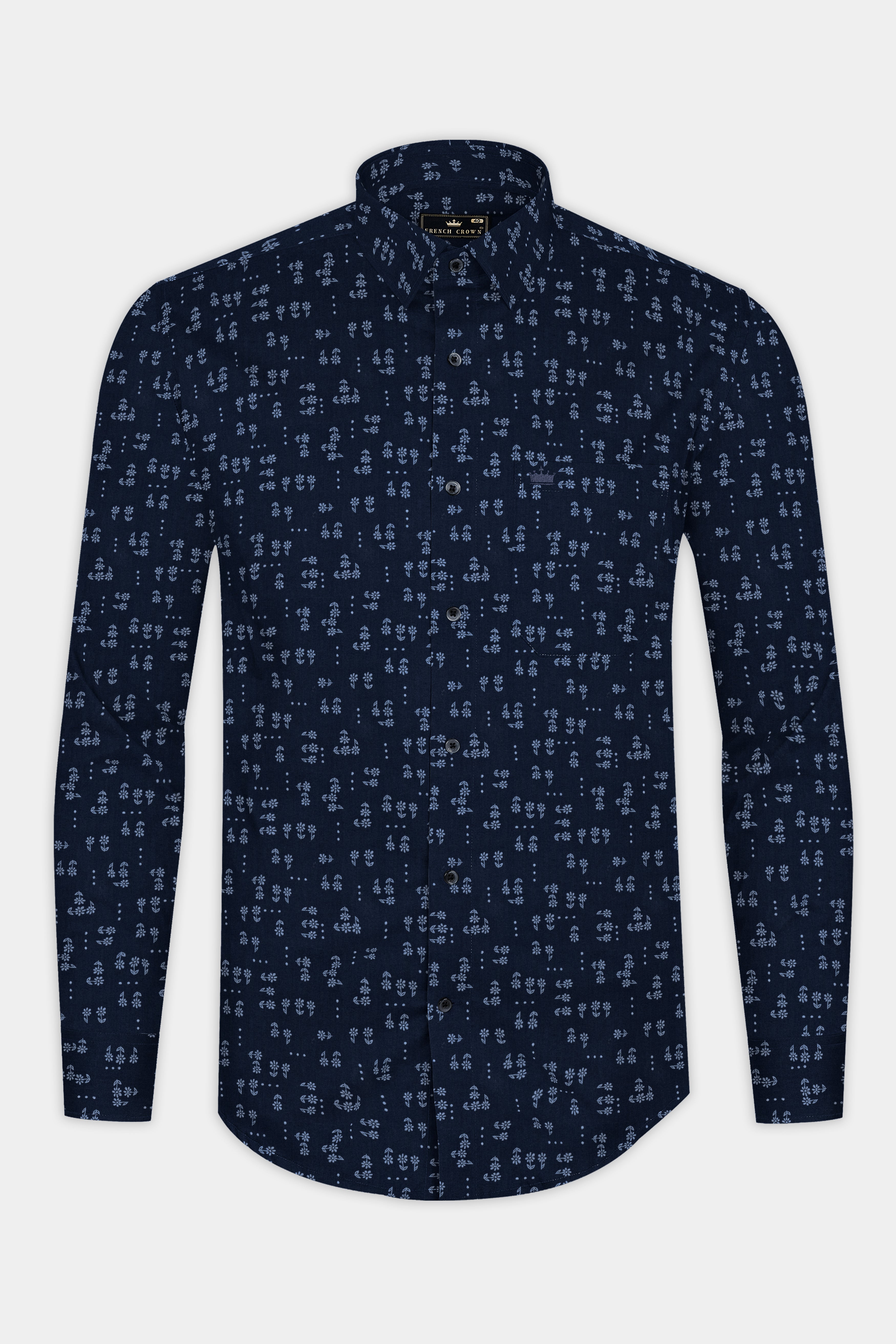 Vulcan Blue Flower Printed Poplin Giza Cotton Shirt 12695-BLE-38, 12695-BLE-H-38, 12695-BLE-39, 12695-BLE-H-39, 12695-BLE-40, 12695-BLE-H-40, 12695-BLE-42, 12695-BLE-H-42, 12695-BLE-44, 12695-BLE-H-44, 12695-BLE-46, 12695-BLE-H-46, 12695-BLE-48, 12695-BLE-H-48, 12695-BLE-50, 12695-BLE-H-50, 12695-BLE-52, 12695-BLE-H-52