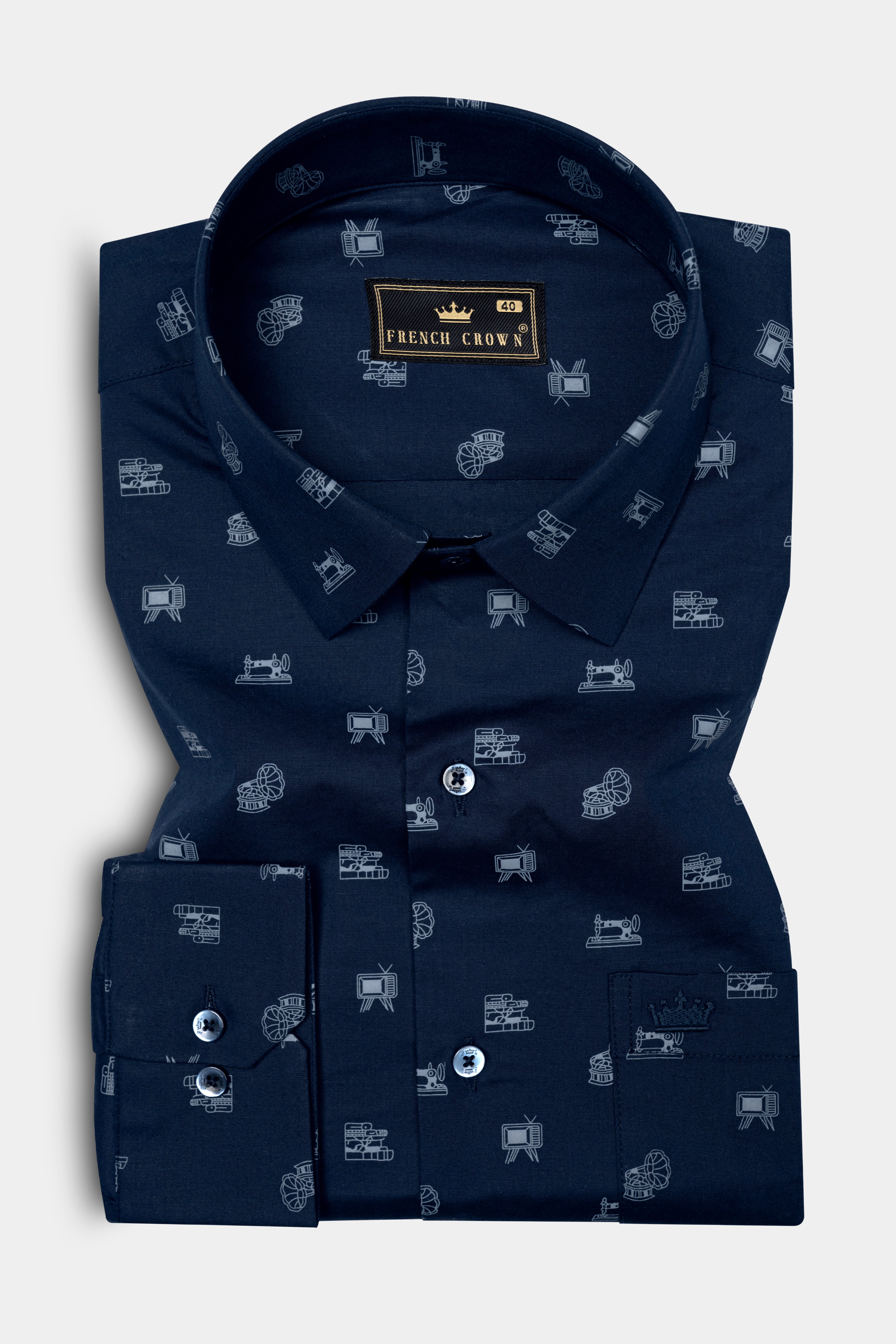 Zodiac Blue Television Printed Poplin Giza Cotton Shirt 12698-BLE-38, 12698-BLE-H-38, 12698-BLE-39, 12698-BLE-H-39, 12698-BLE-40, 12698-BLE-H-40, 12698-BLE-42, 12698-BLE-H-42, 12698-BLE-44, 12698-BLE-H-44, 12698-BLE-46, 12698-BLE-H-46, 12698-BLE-48, 12698-BLE-H-48, 12698-BLE-50, 12698-BLE-H-50, 12698-BLE-52, 12698-BLE-H-52