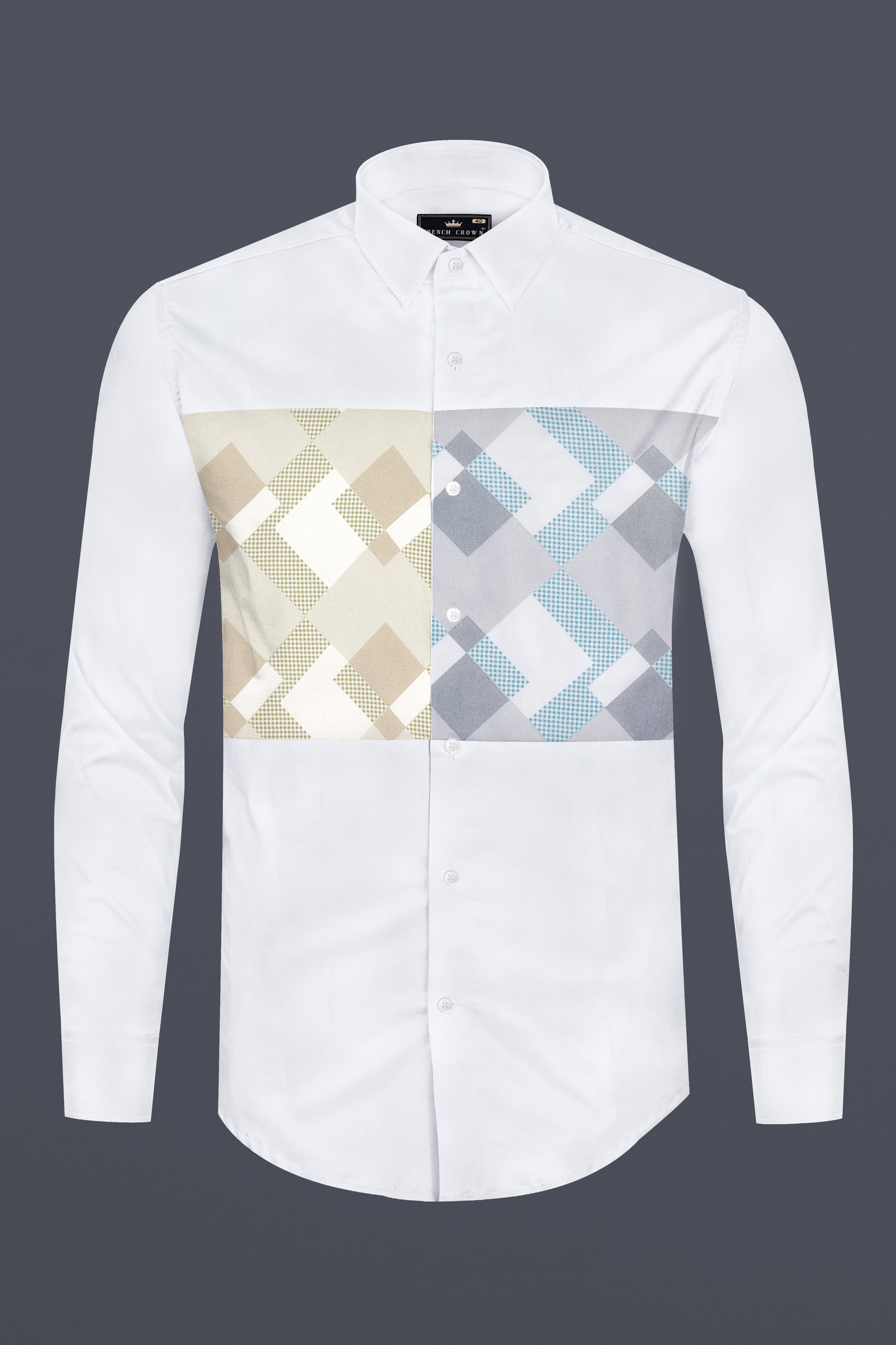 Bright White diamond shapes checkered pattern Subtle Sheen Super Soft Premium Cotton Designer Shirt 12713-P520-38, 12713-P520-H-38, 12713-P520-39, 12713-P520-39, 12713-P520-40, 12713-P520-40, 12713-P520-42, 12713-P520-42, 12713-P520-44, 12713-P520-44, 12713-P520-46, 12713-P520-46, 12713-P520-48, 12713-P520-48, 12713-P520-50, 12713-P520-50, 12713-P520-52, 12713-P520-52