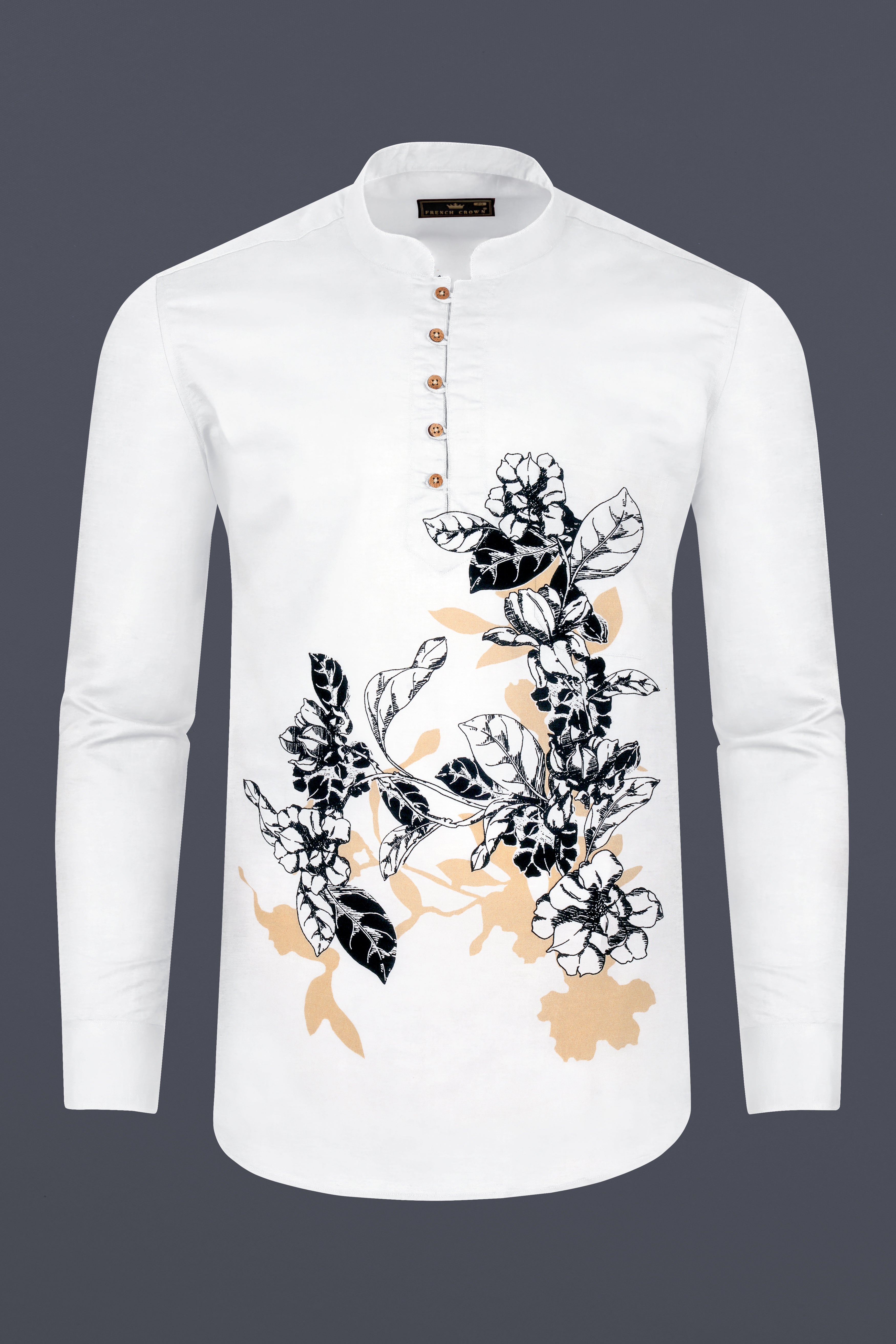 Bright White Flower Print Subtle Sheen Super Soft Premium Cotton Kurta Shirt 12714-KS-38, 12714-KS-H-38, 12714-KS-39, 12714-KS-39, 12714-KS-40, 12714-KS-40, 12714-KS-42, 12714-KS-42, 12714-KS-44, 12714-KS-44, 12714-KS-46, 12714-KS-46, 12714-KS-48, 12714-KS-48, 12714-KS-50, 12714-KS-50, 12714-KS-52, 12714-KS-52
