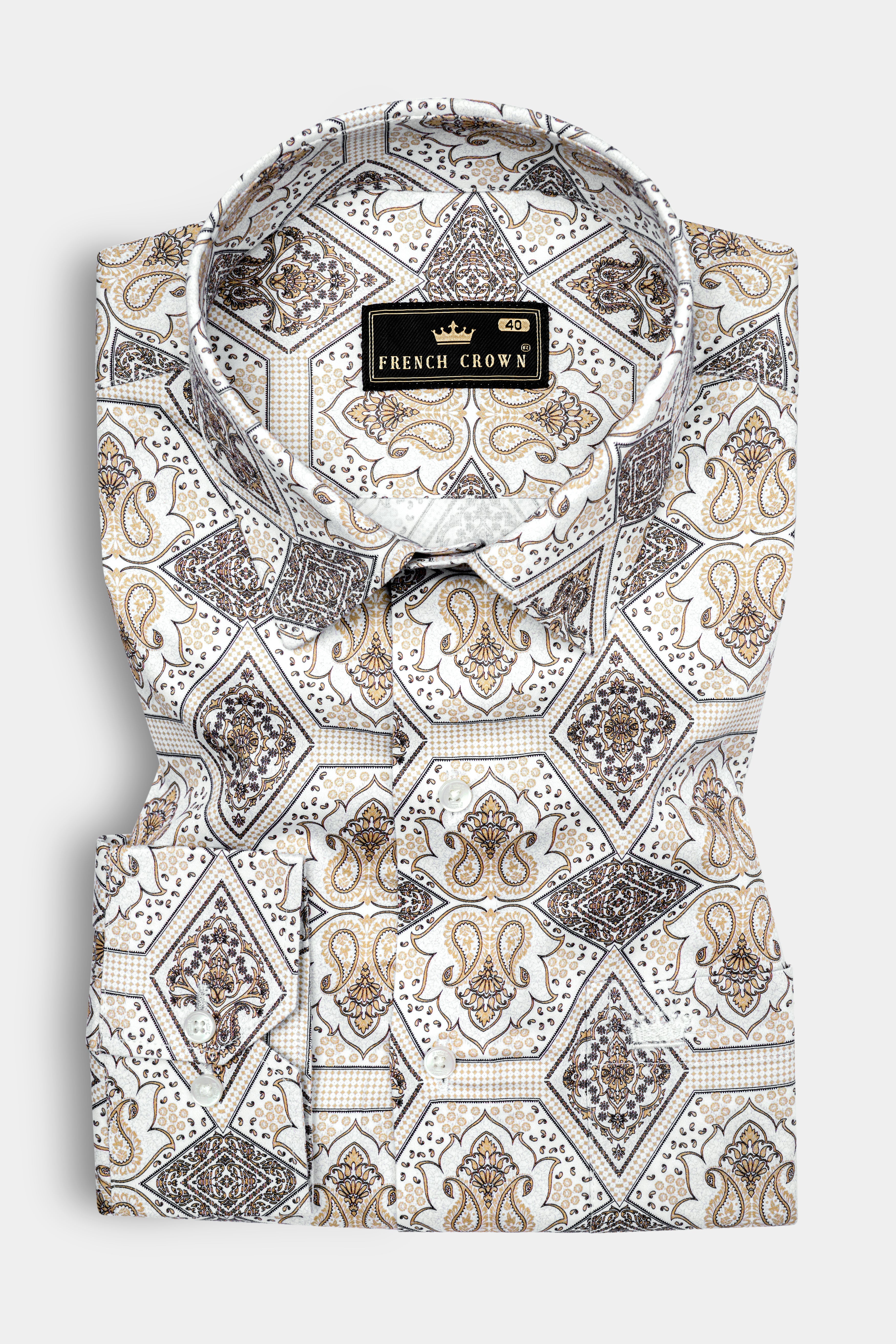 Ceramic White with Raffia Cream Printed Super Soft Premium Cotton Shirt 12735-38, 12735-H-38, 12735-39, 12735-39, 12735-40, 12735-40, 12735-42, 12735-42, 12735-44, 12735-44, 12735-46, 12735-46, 12735-48, 12735-48, 12735-50, 12735-50, 12735-52, 12735-52