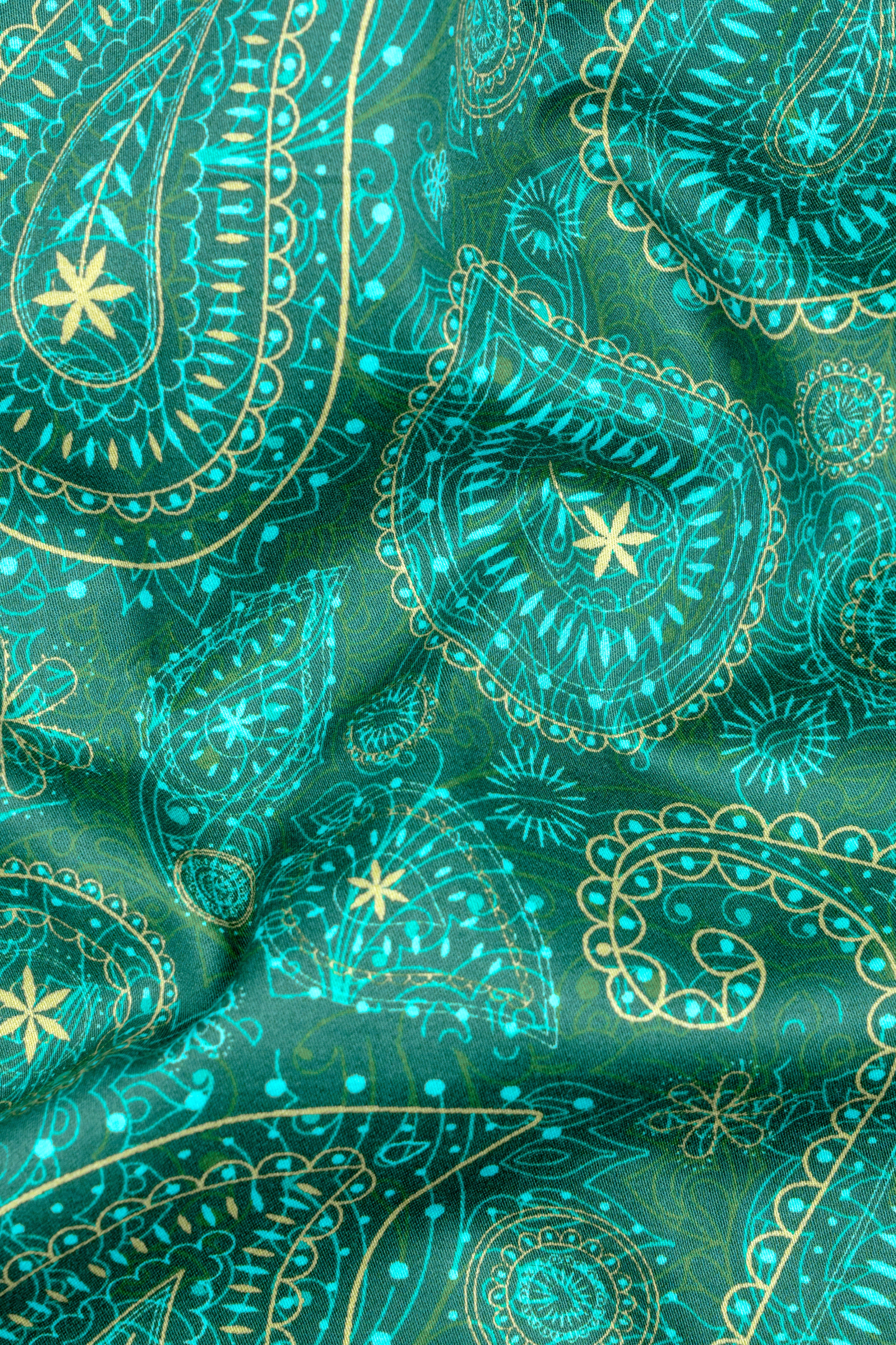 Viridian Green Paisley Printed Super Soft Premium Cotton Shirt