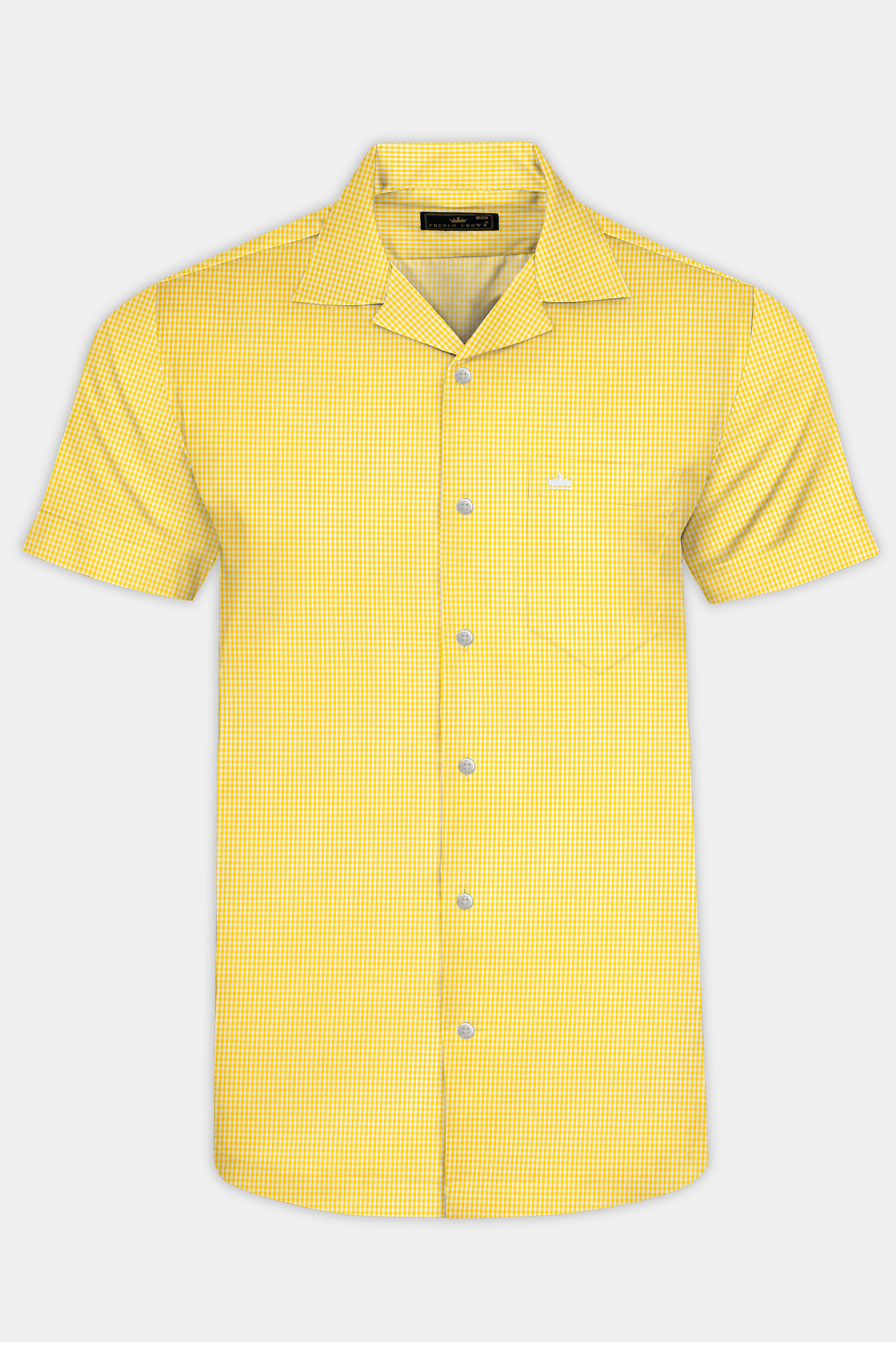 Jasmine Yellow Mini Checkered Twill Cotton Shirt