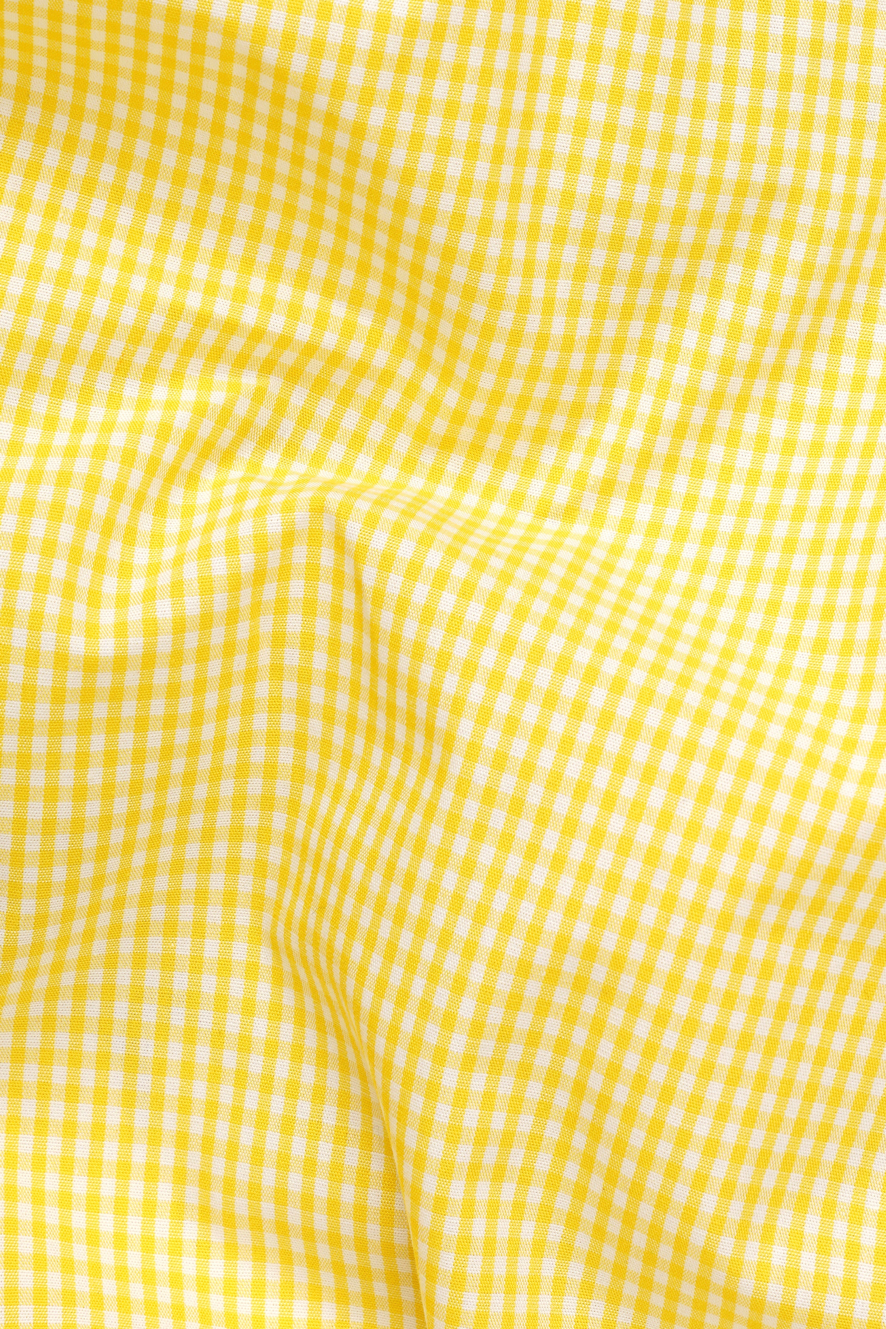 Jasmine Yellow Mini Checkered Twill Cotton Shirt